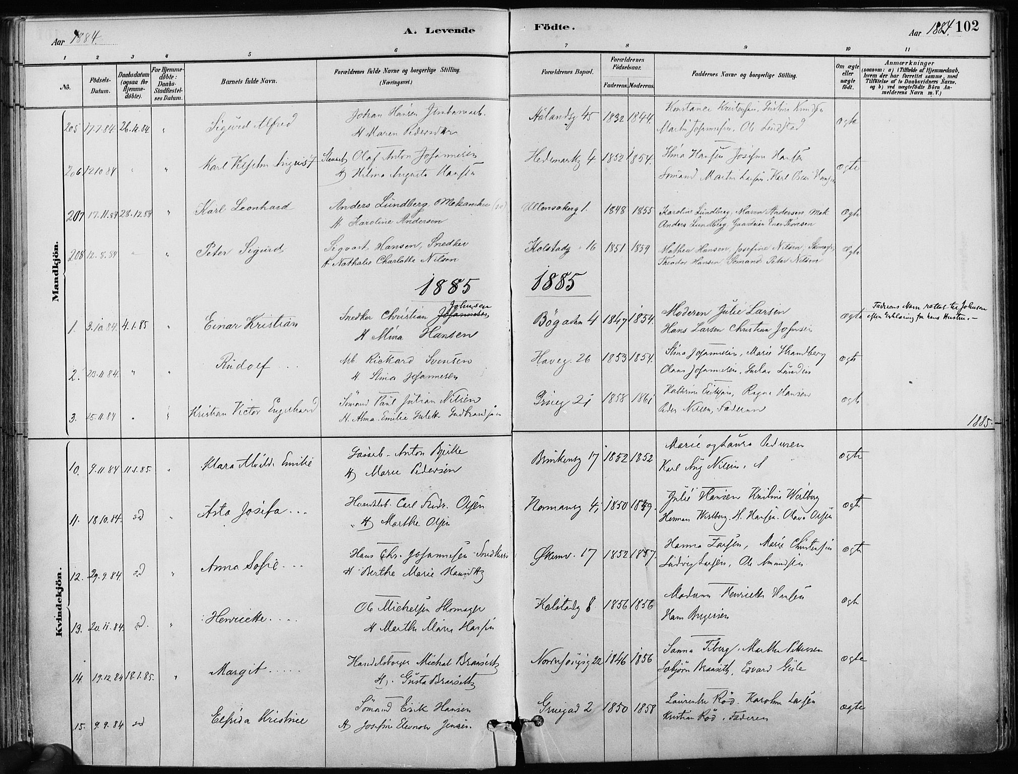 Kampen prestekontor Kirkebøker, AV/SAO-A-10853/F/Fa/L0001: Parish register (official) no. I 1, 1880-1886, p. 102