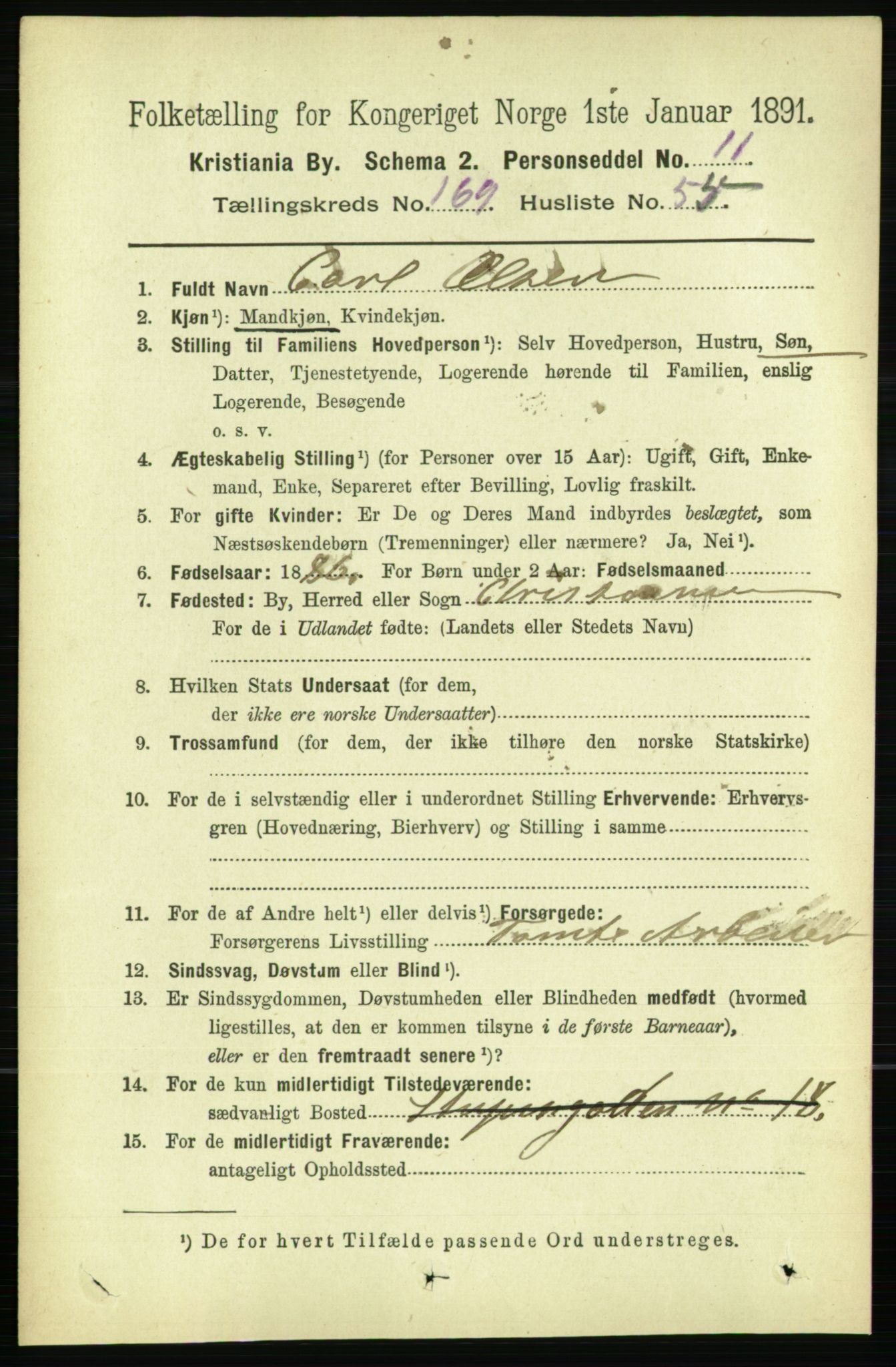 RA, 1891 census for 0301 Kristiania, 1891, p. 99522