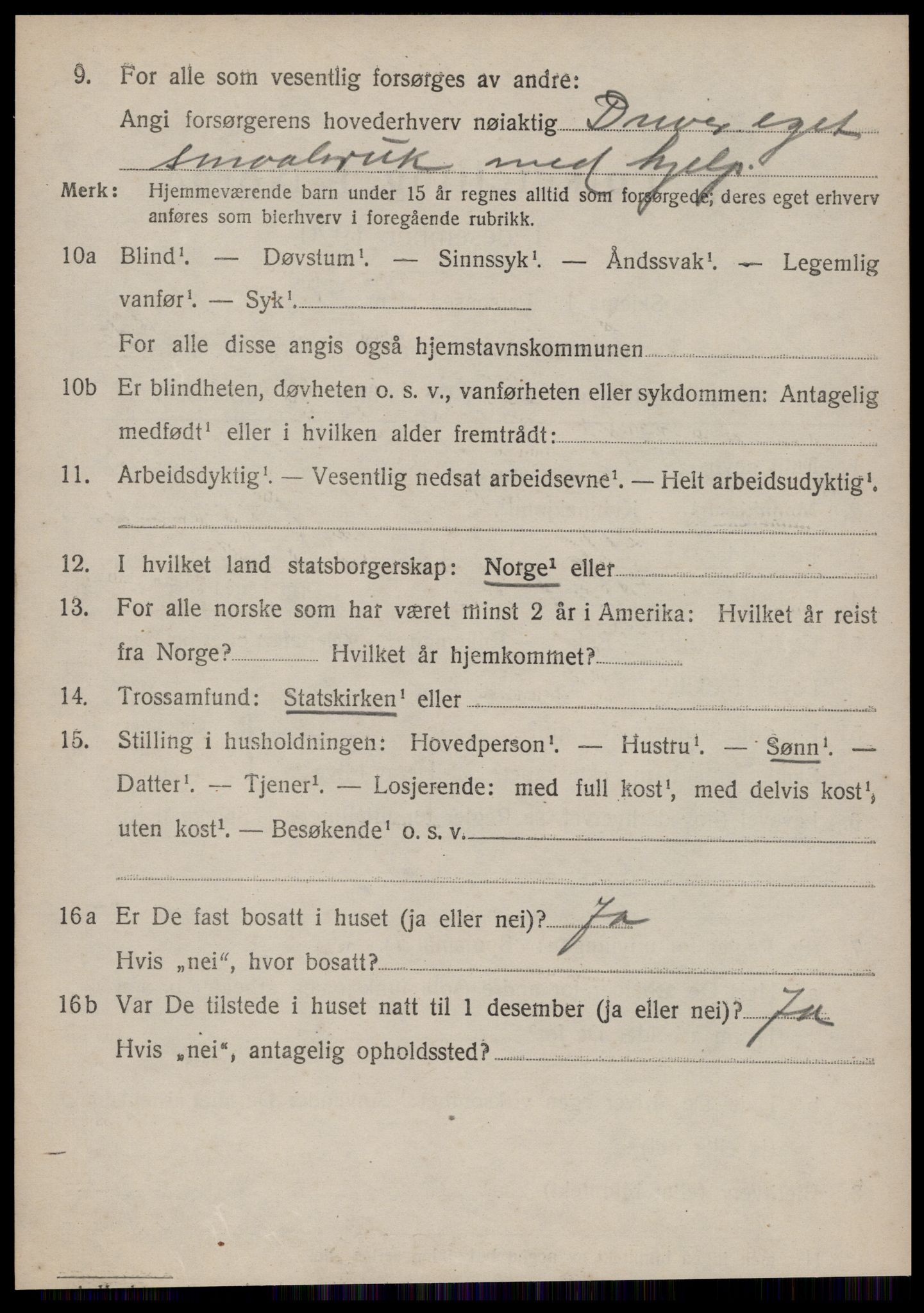 SAT, 1920 census for Vatne, 1920, p. 3113