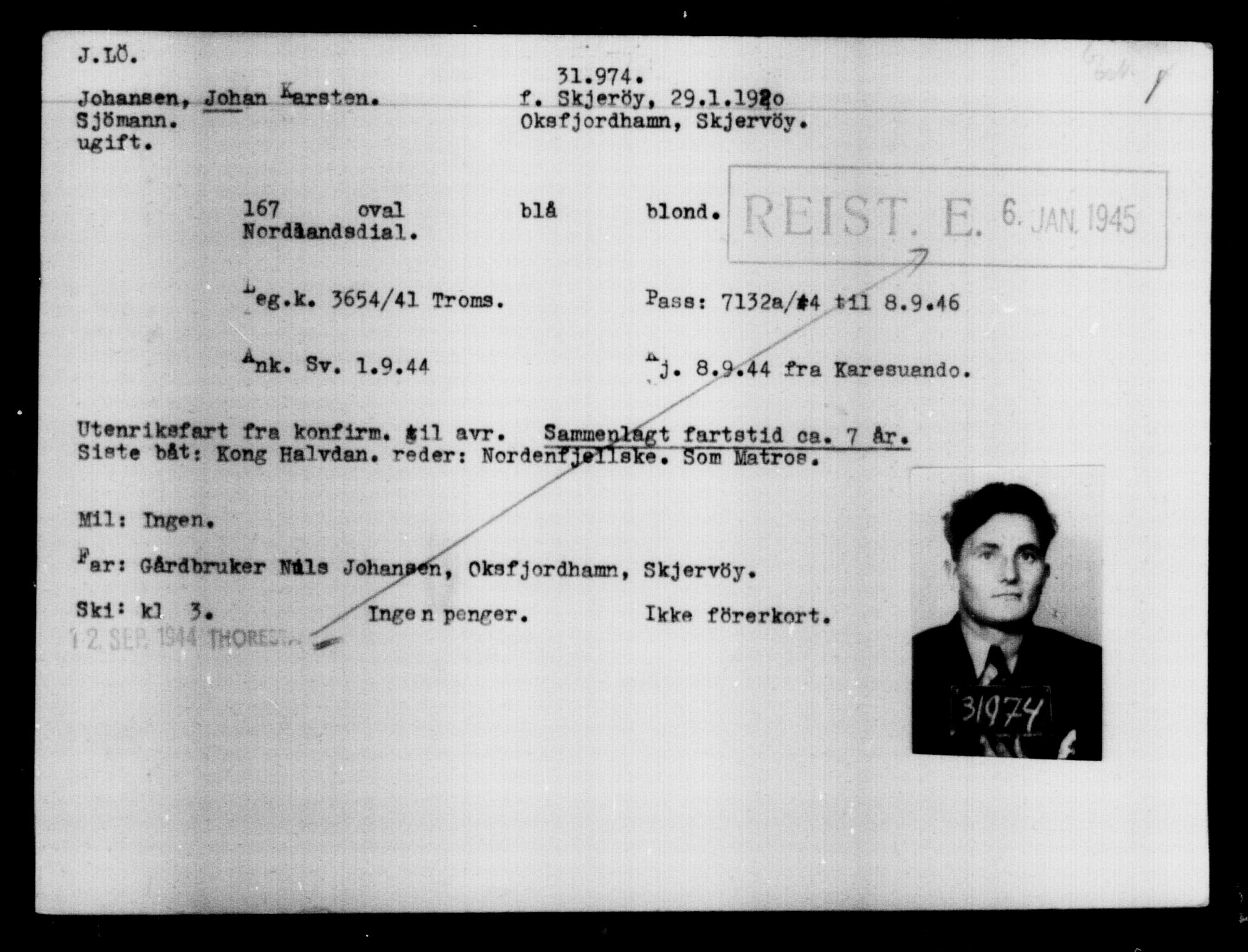 Utenriksstasjonene, Legasjonen i Stockholm, Flyktningkontoret, AV/RA-S-6753/V/Va/L0013: Kjesäterkartoteket, flyktninger med registreringsnr. 31500-34731, 1940-1945, p. 524