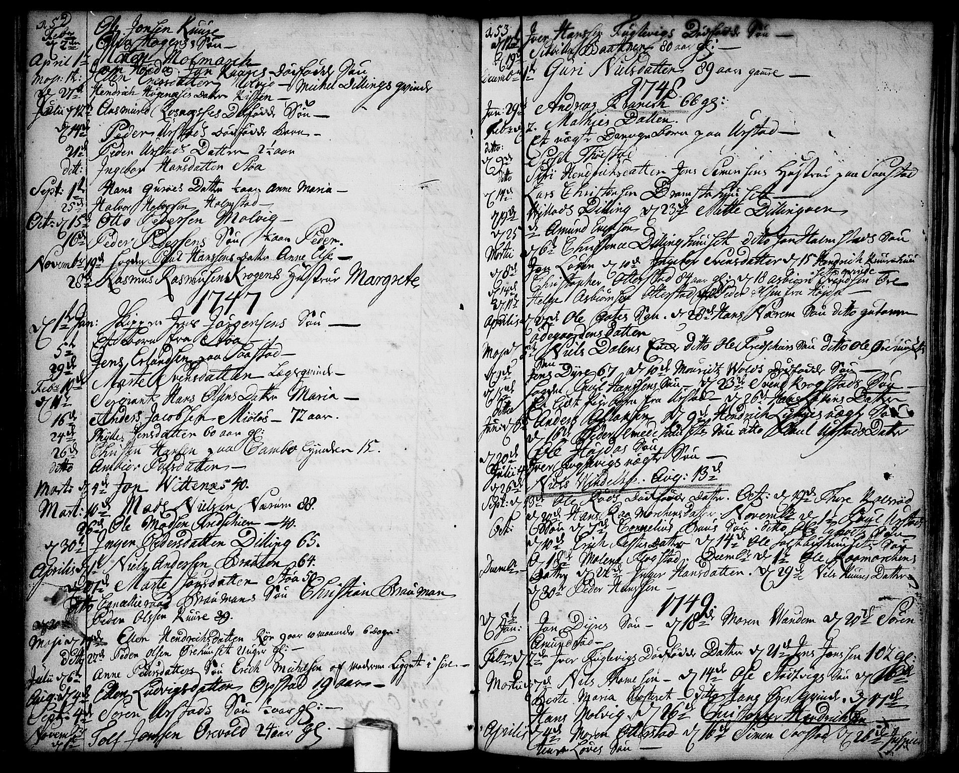 Rygge prestekontor Kirkebøker, AV/SAO-A-10084b/F/Fa/L0001: Parish register (official) no. 1, 1725-1771, p. 152-153