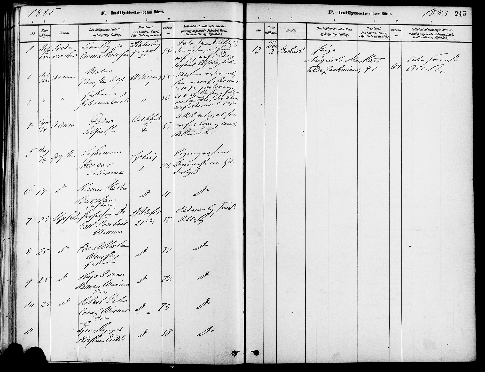 Gamle Aker prestekontor Kirkebøker, SAO/A-10617a/F/L0007: Parish register (official) no. 7, 1882-1890, p. 245