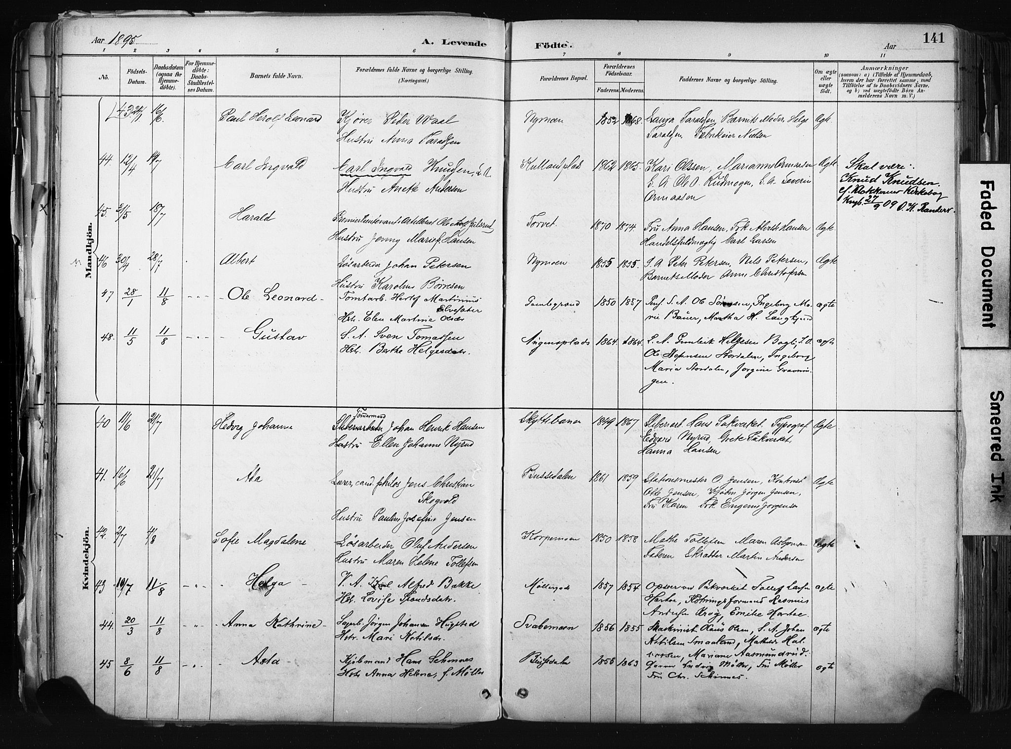 Kongsberg kirkebøker, AV/SAKO-A-22/F/Fb/L0002: Parish register (official) no. II 2, 1886-1896, p. 141