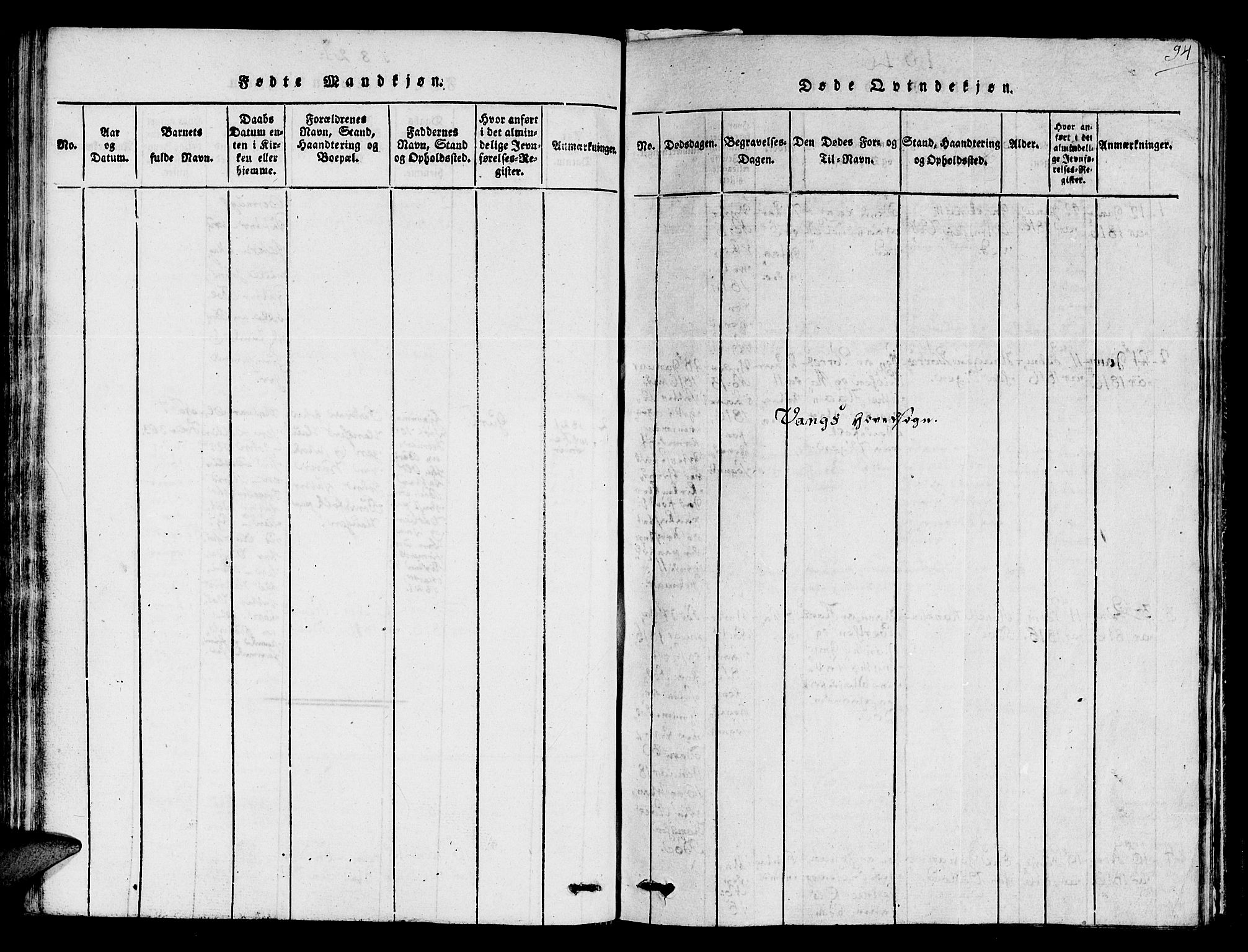 Ministerialprotokoller, klokkerbøker og fødselsregistre - Sør-Trøndelag, SAT/A-1456/678/L0895: Parish register (official) no. 678A05 /1, 1816-1821, p. 94