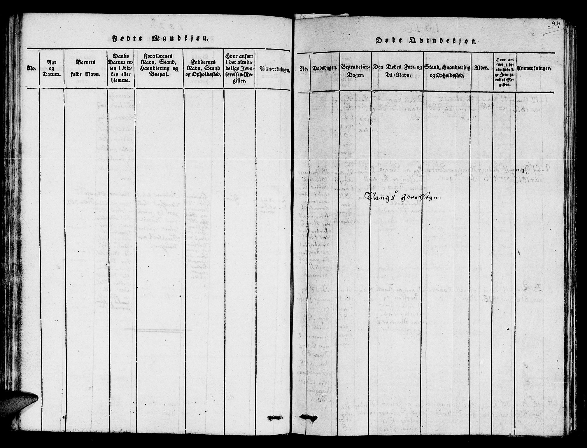 Ministerialprotokoller, klokkerbøker og fødselsregistre - Sør-Trøndelag, AV/SAT-A-1456/678/L0895: Parish register (official) no. 678A05 /1, 1816-1821, p. 94