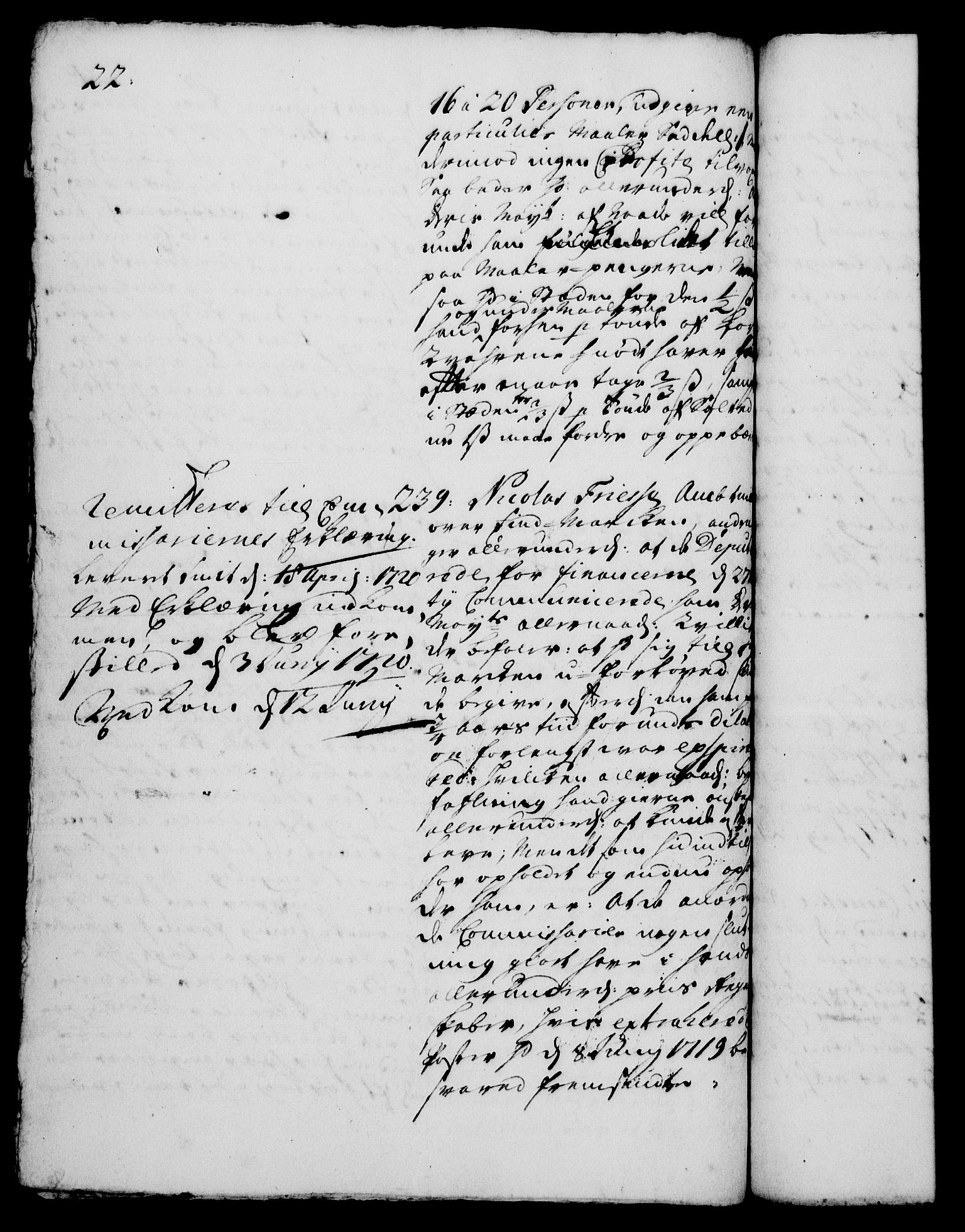 Rentekammeret, Kammerkanselliet, RA/EA-3111/G/Gh/Gha/L0001: Norsk ekstraktmemorialprotokoll, sak. 1-375 (merket RK 53.46), 1720, p. 22