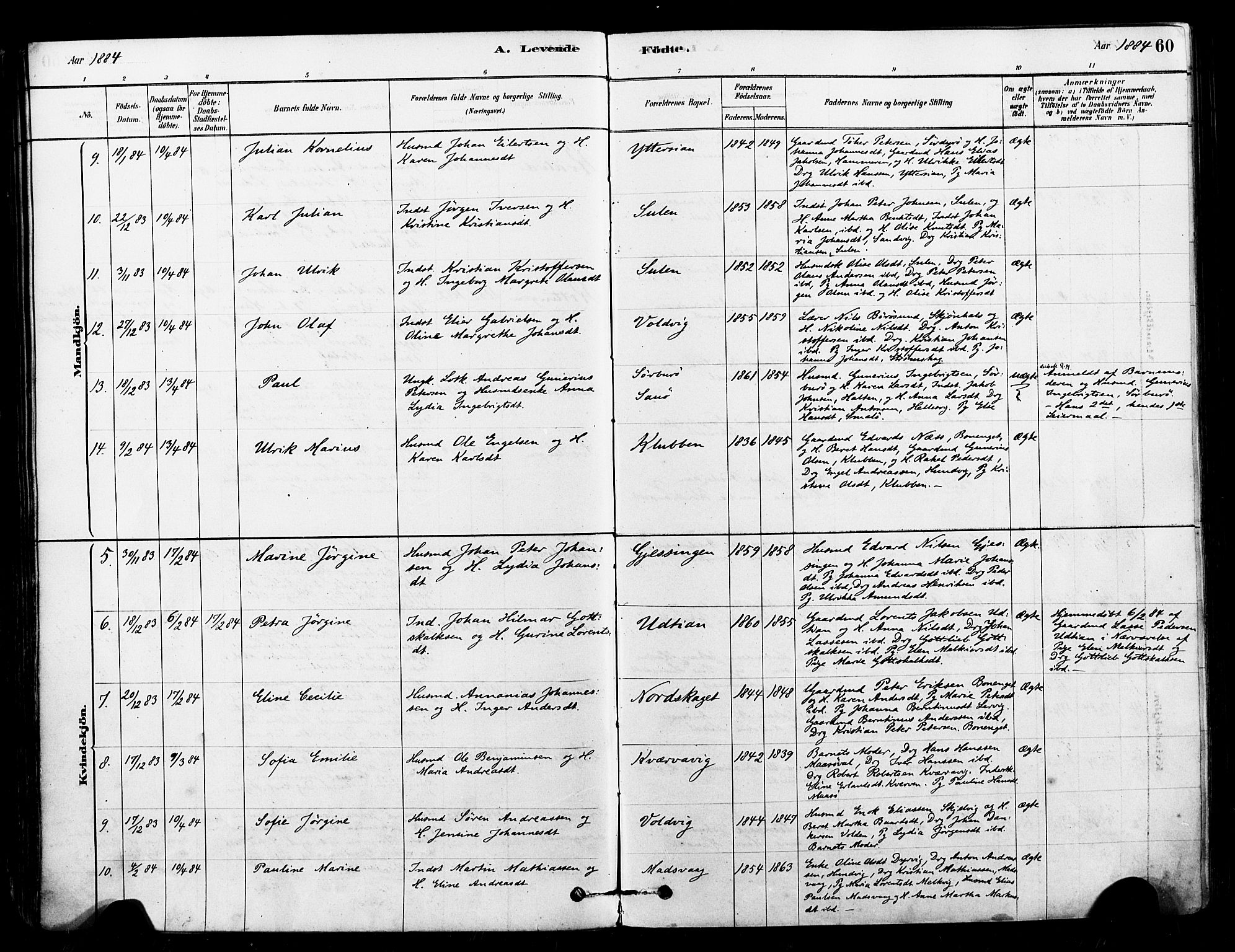Ministerialprotokoller, klokkerbøker og fødselsregistre - Sør-Trøndelag, SAT/A-1456/640/L0578: Parish register (official) no. 640A03, 1879-1889, p. 60