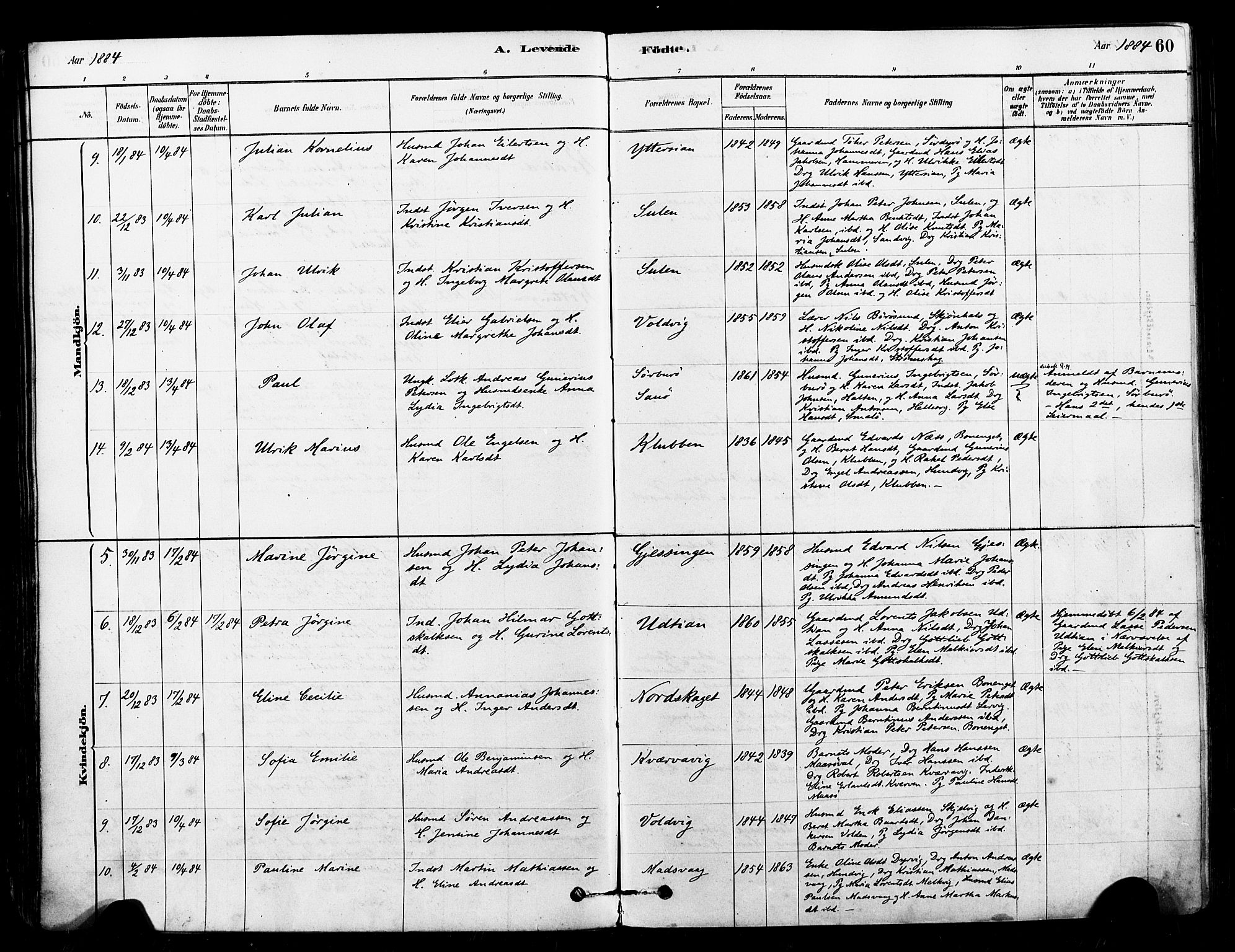 Ministerialprotokoller, klokkerbøker og fødselsregistre - Sør-Trøndelag, AV/SAT-A-1456/640/L0578: Parish register (official) no. 640A03, 1879-1889, p. 60