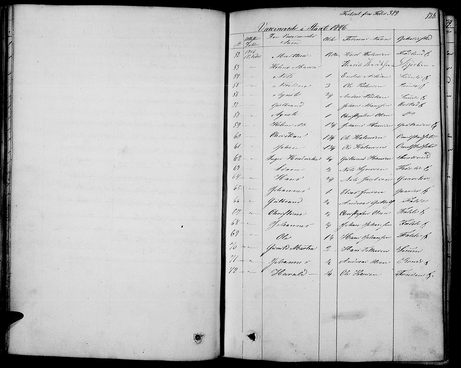Land prestekontor, SAH/PREST-120/H/Ha/Haa/L0008: Parish register (official) no. 8, 1830-1846, p. 128