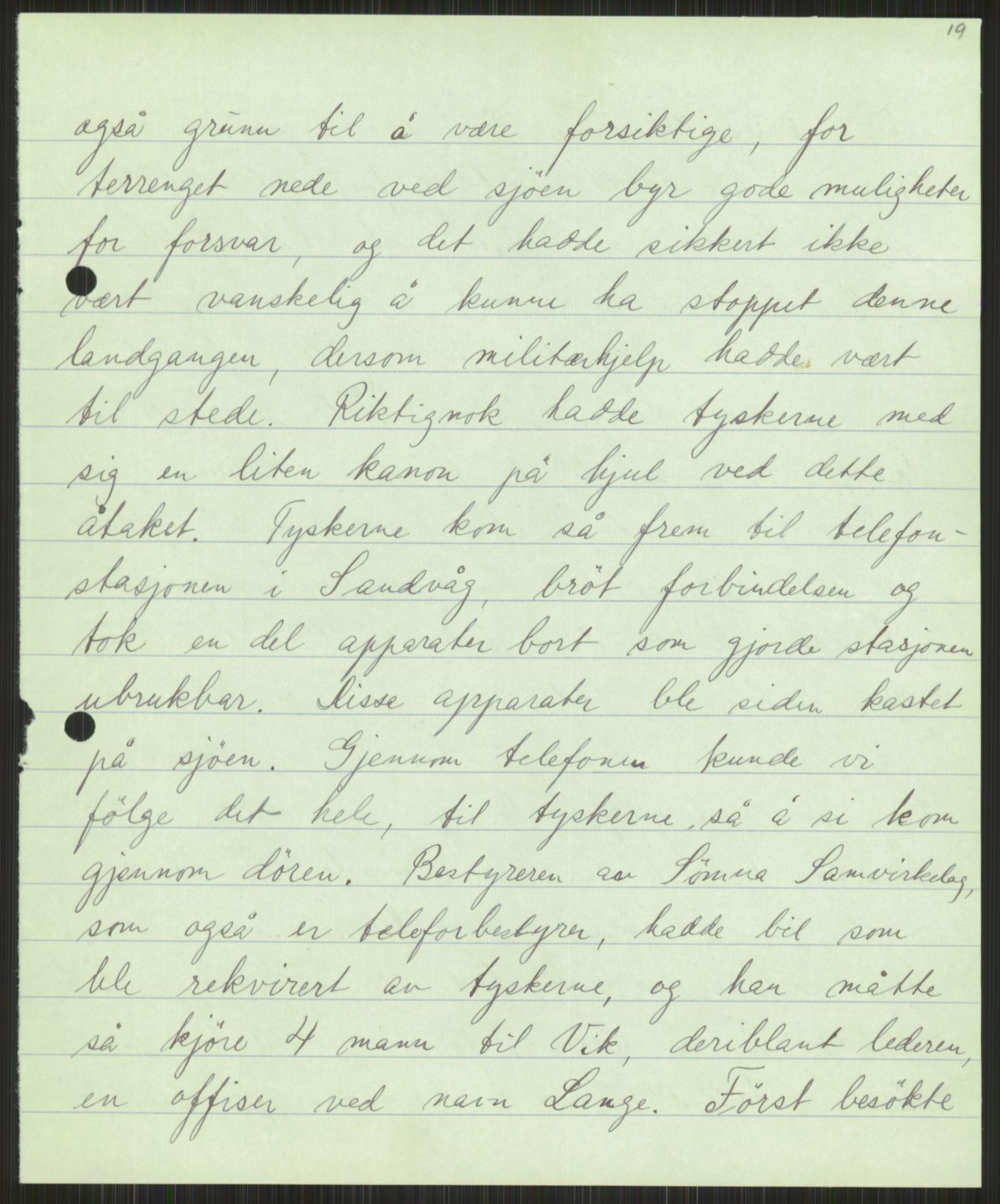 Forsvaret, Forsvarets krigshistoriske avdeling, AV/RA-RAFA-2017/Y/Ya/L0017: II-C-11-31 - Fylkesmenn.  Rapporter om krigsbegivenhetene 1940., 1940, p. 330