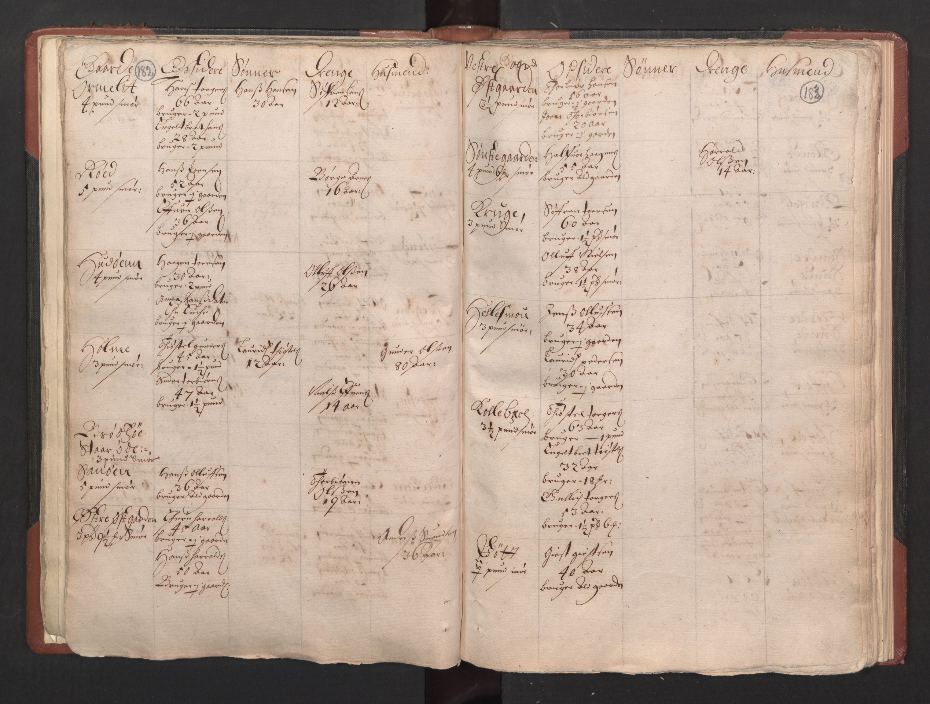 RA, Bailiff's Census 1664-1666, no. 5: Modern Buskerud county and modern Vestfold county, 1664, p. 182-183