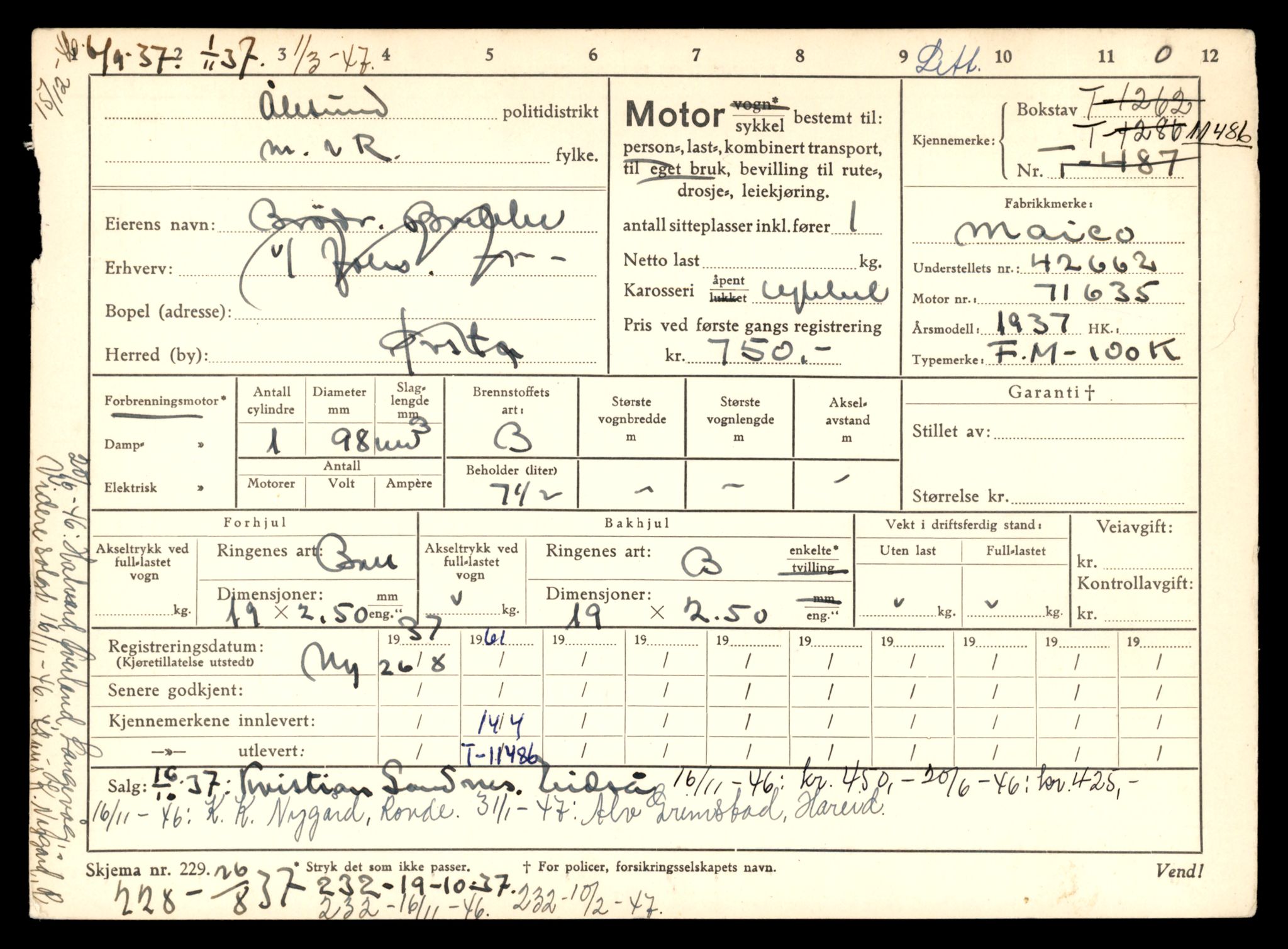 Møre og Romsdal vegkontor - Ålesund trafikkstasjon, AV/SAT-A-4099/F/Fe/L0029: Registreringskort for kjøretøy T 11430 - T 11619, 1927-1998, p. 1003