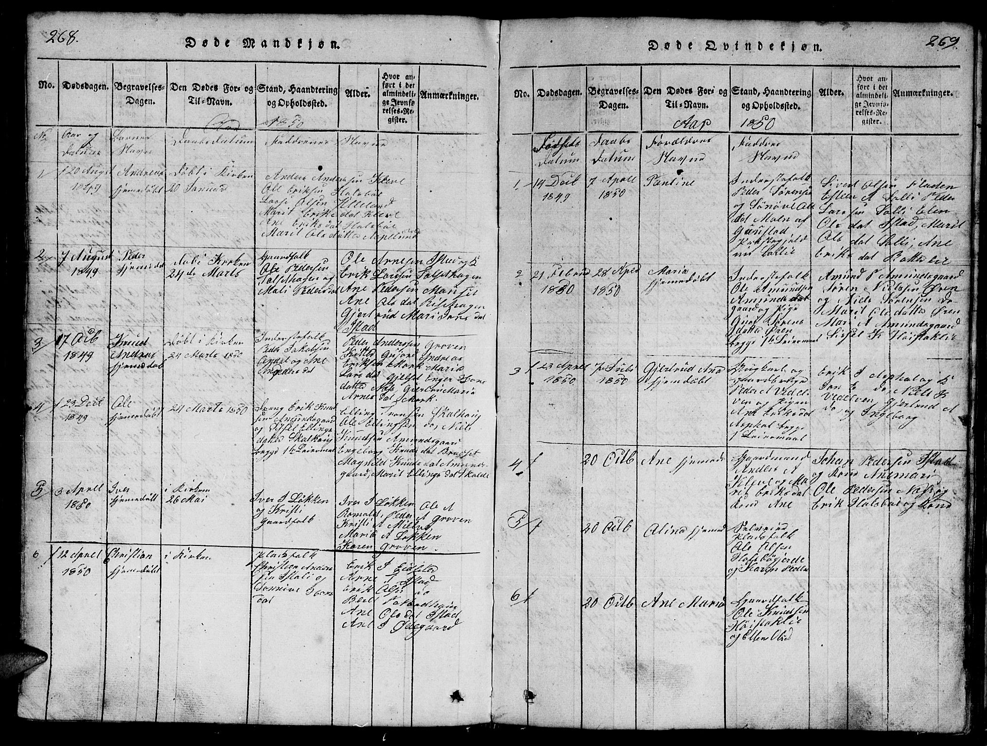 Ministerialprotokoller, klokkerbøker og fødselsregistre - Møre og Romsdal, AV/SAT-A-1454/557/L0683: Parish register (copy) no. 557C01, 1818-1862, p. 268-269