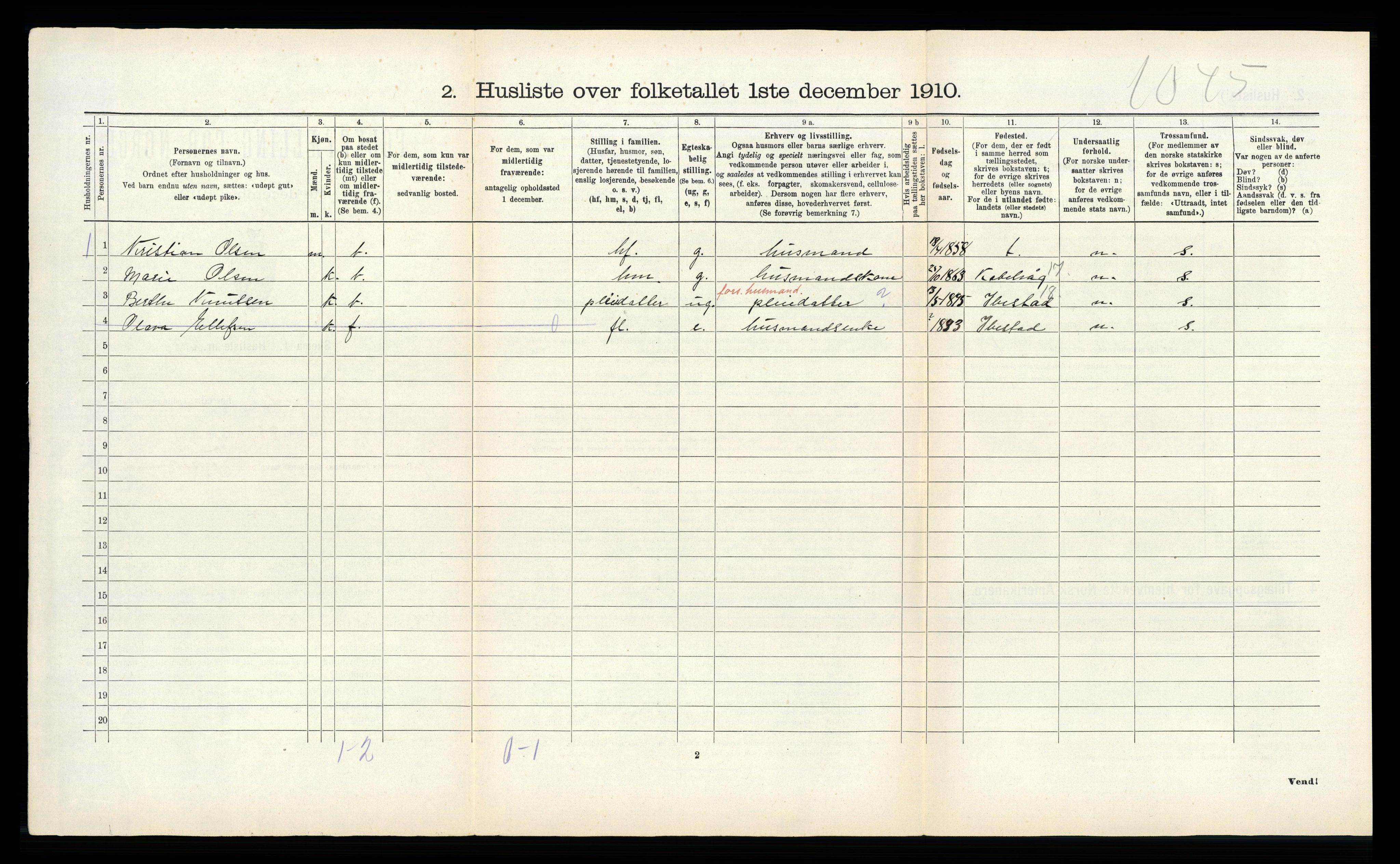 RA, 1910 census for Hamarøy, 1910, p. 183