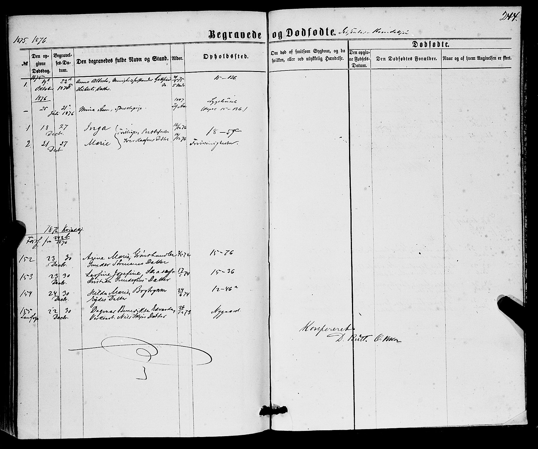 Domkirken sokneprestembete, SAB/A-74801/H/Haa/L0042: Parish register (official) no. E 3, 1863-1876, p. 244
