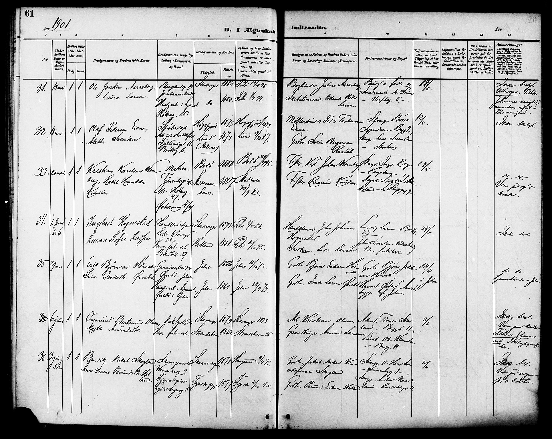 St. Petri sokneprestkontor, SAST/A-101813/001/30/30BB/L0007: Parish register (copy) no. B 7, 1895-1902, p. 61