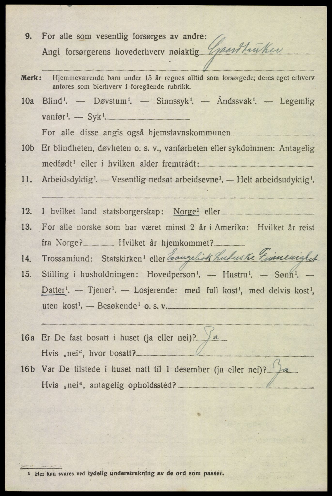 SAK, 1920 census for Tveit, 1920, p. 3193