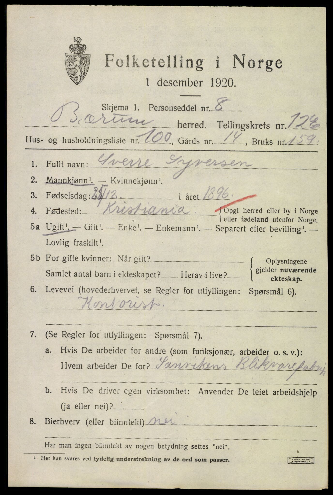 SAO, 1920 census for Bærum, 1920, p. 32572