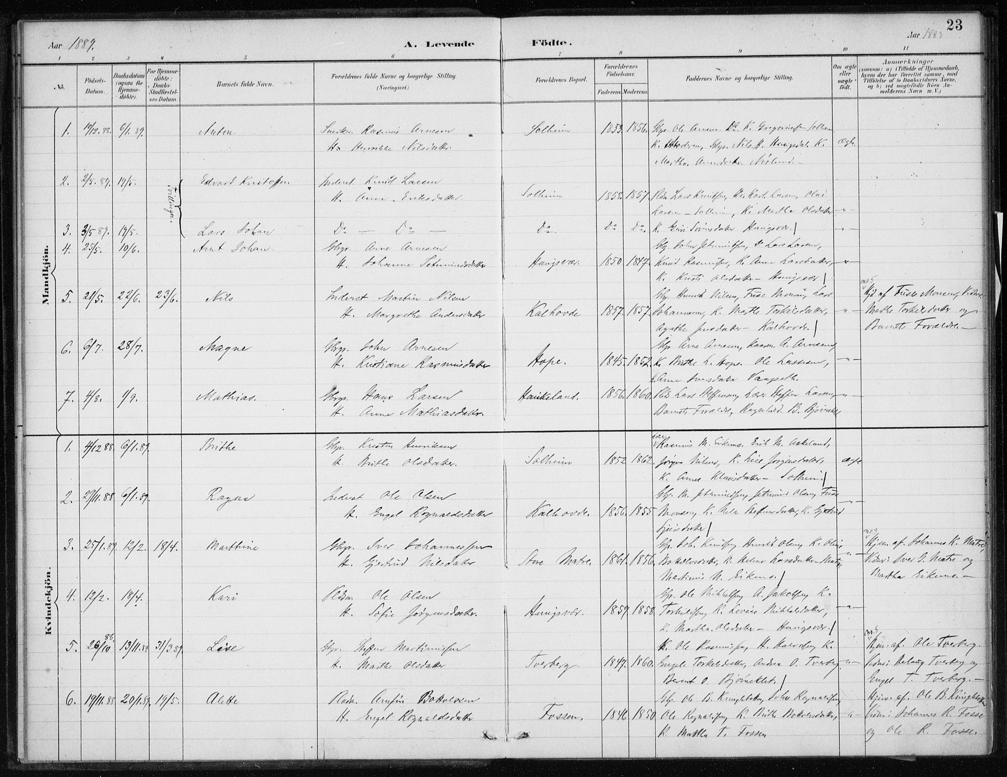 Masfjorden Sokneprestembete, AV/SAB-A-77001: Parish register (official) no. C  1, 1882-1896, p. 23