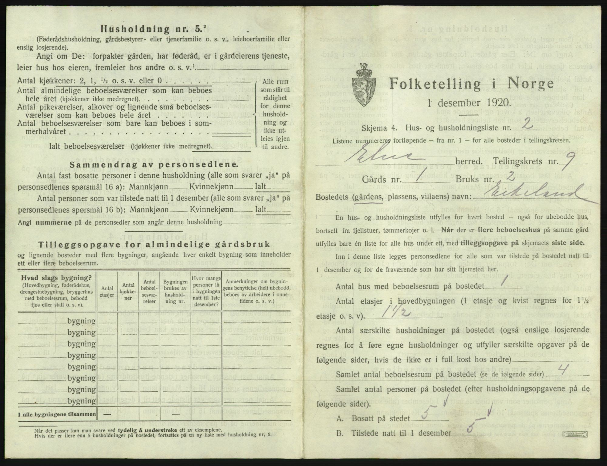 SAB, 1920 census for Etne, 1920, p. 711