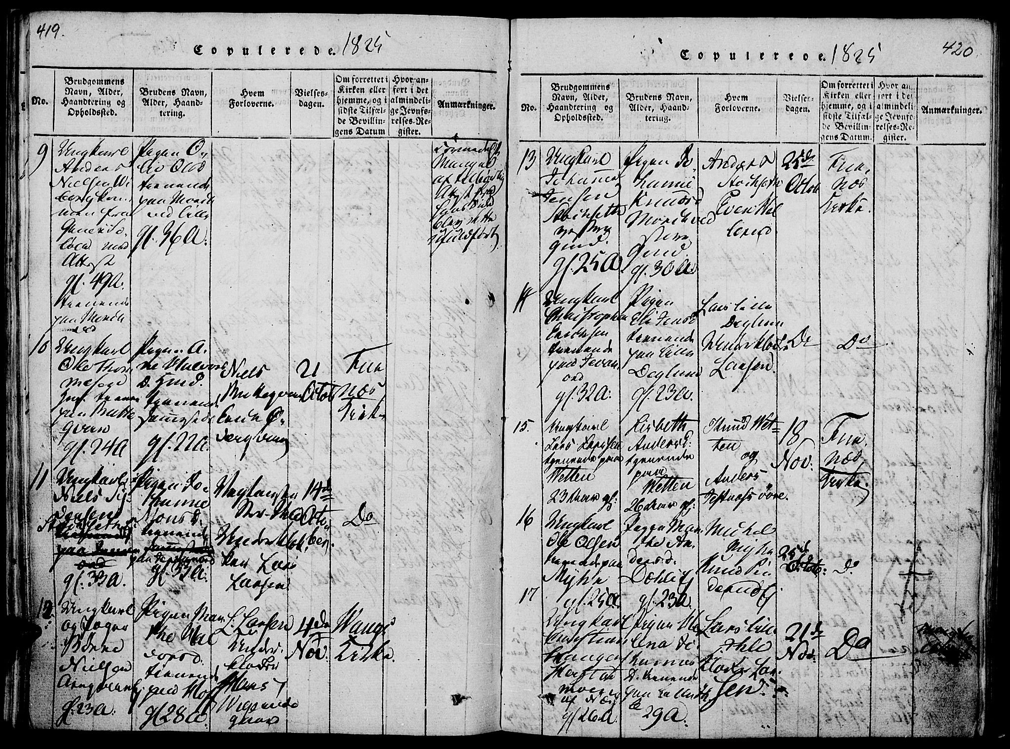 Vang prestekontor, Hedmark, SAH/PREST-008/H/Ha/Haa/L0008: Parish register (official) no. 8, 1815-1826, p. 419-420