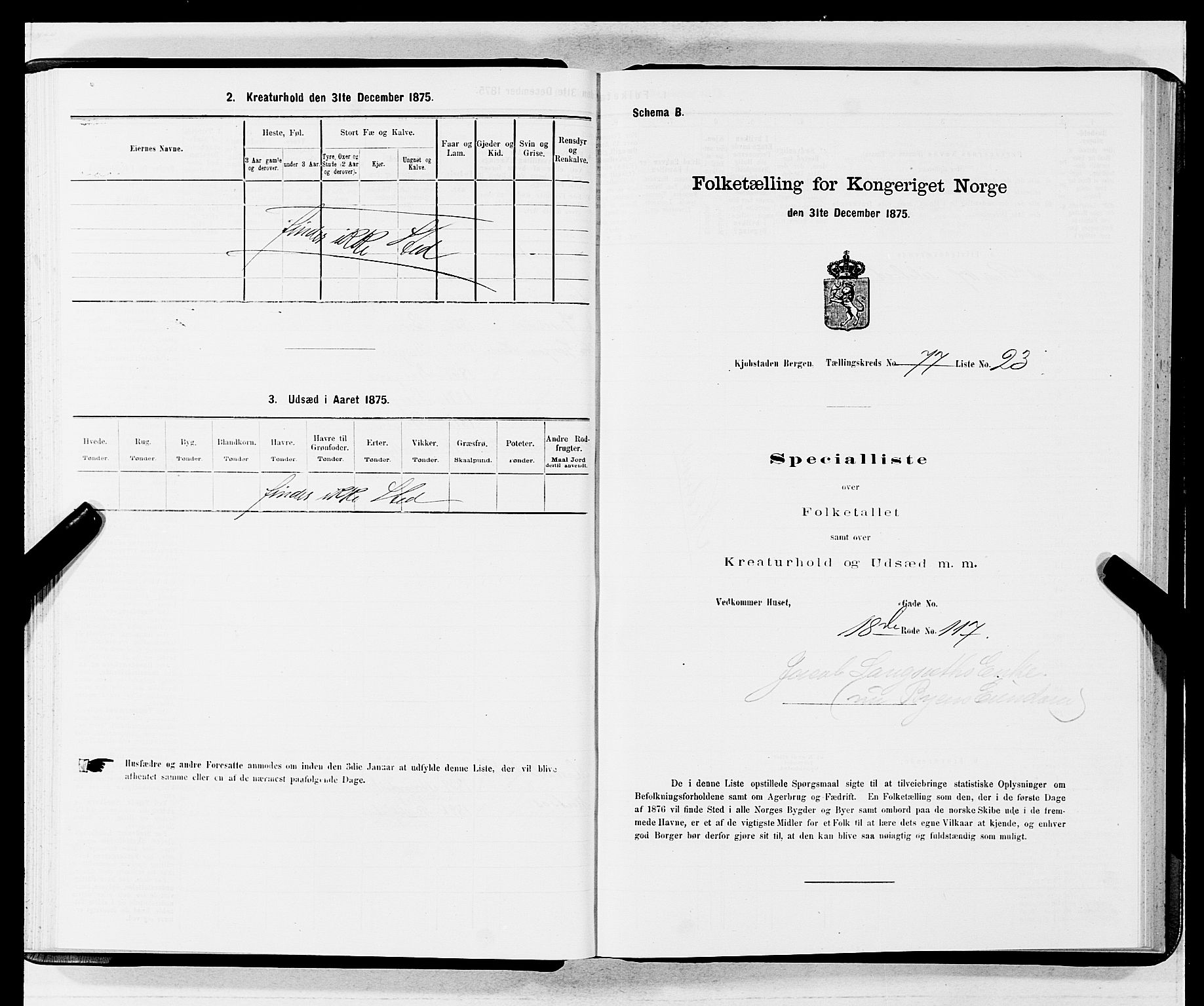 SAB, 1875 census for 1301 Bergen, 1875, p. 4173