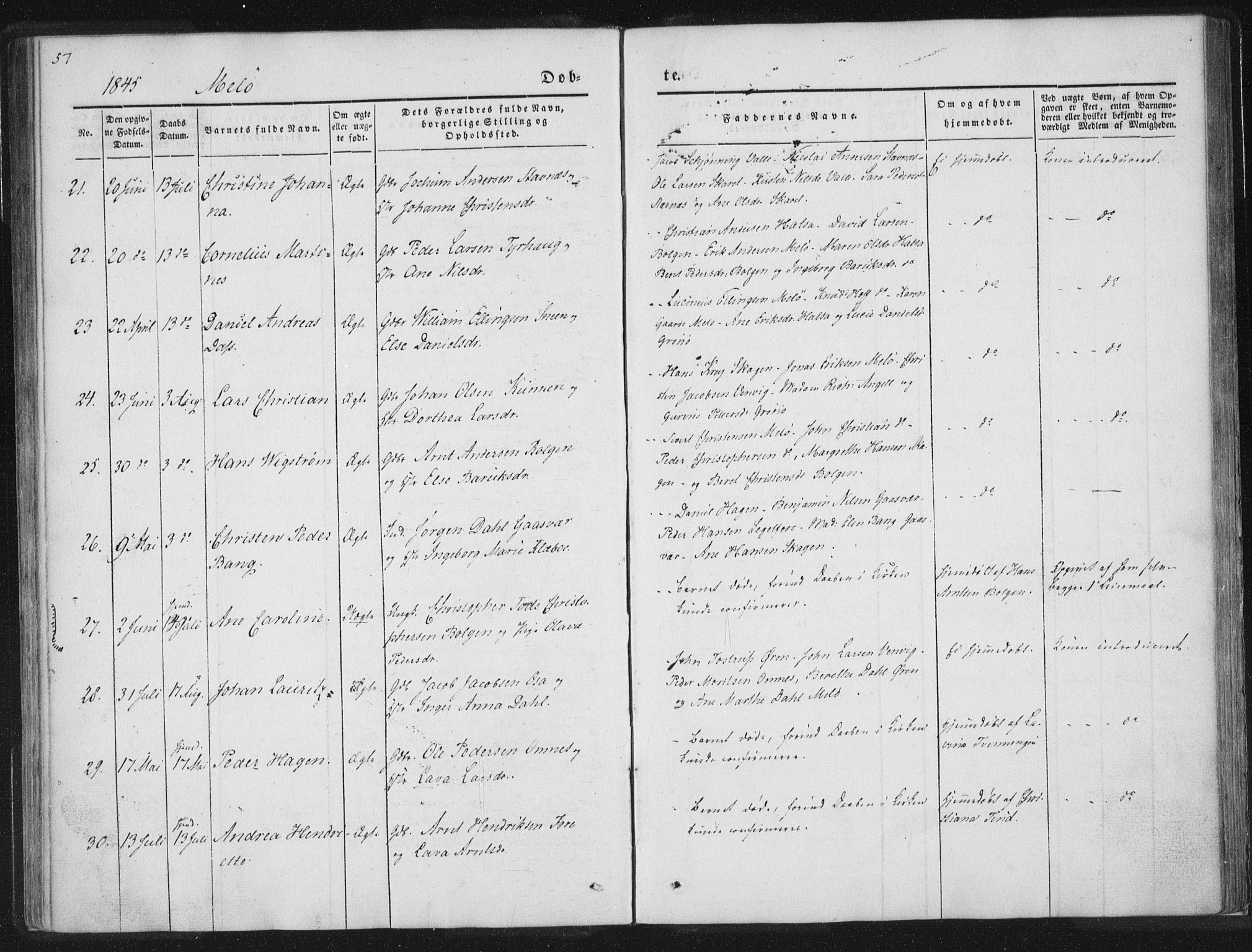 Ministerialprotokoller, klokkerbøker og fødselsregistre - Nordland, AV/SAT-A-1459/841/L0602: Parish register (official) no. 841A08 /2, 1845-1859, p. 57