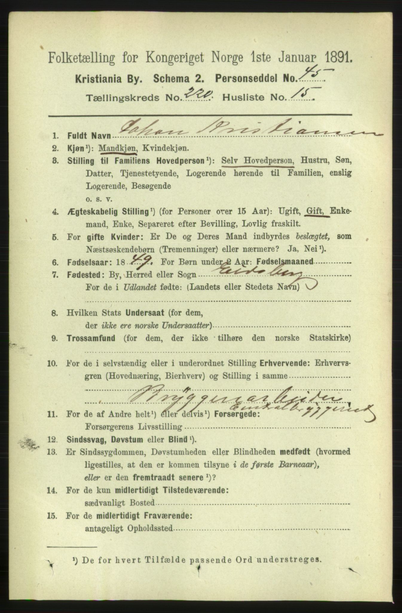 RA, 1891 census for 0301 Kristiania, 1891, p. 131443