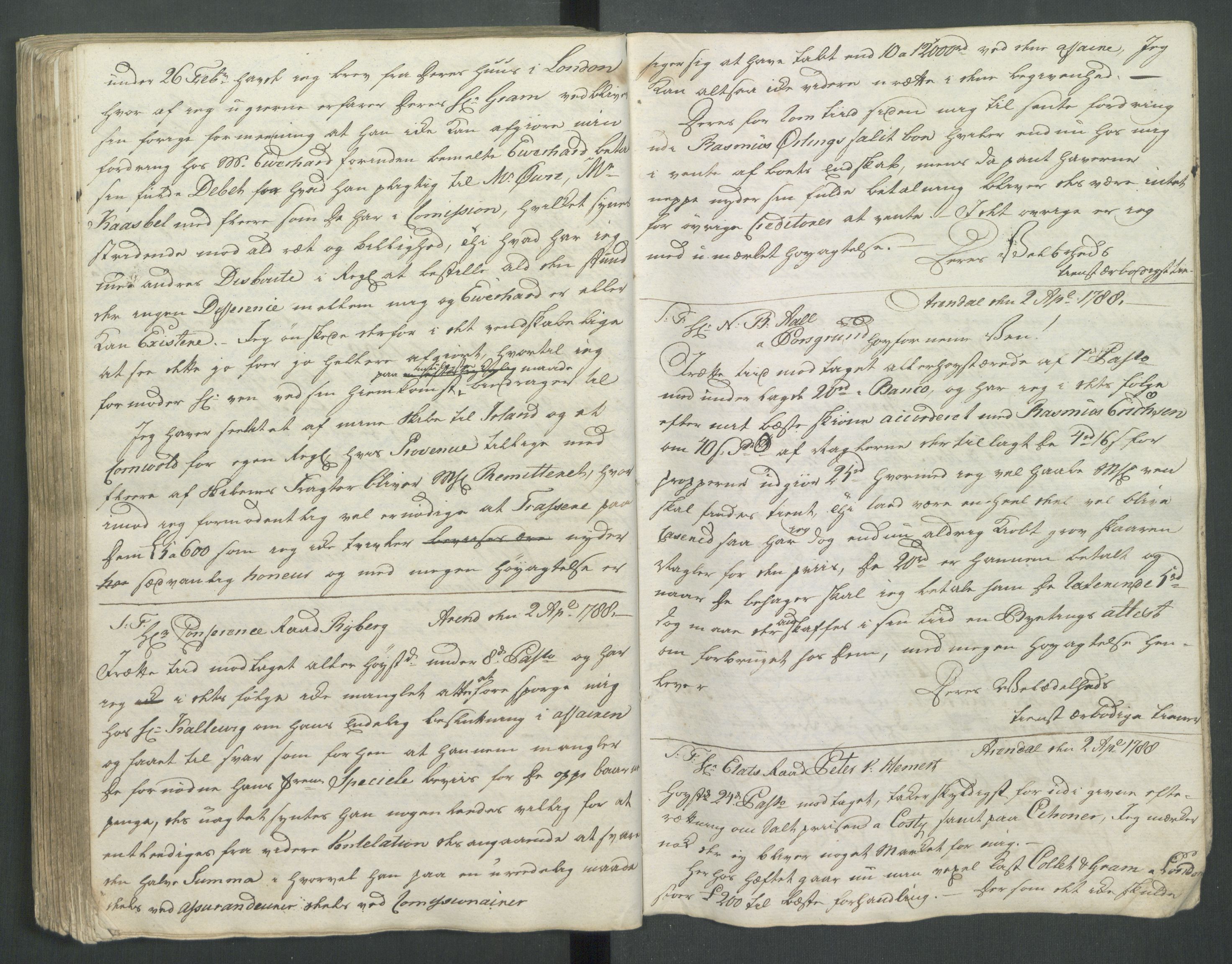 Samling av forretningsarkiv. A-Å, AAKS/PA-1060/F/Fa/L0125: Herlofson,Hans. Kopibok, 1785-1788, p. 185