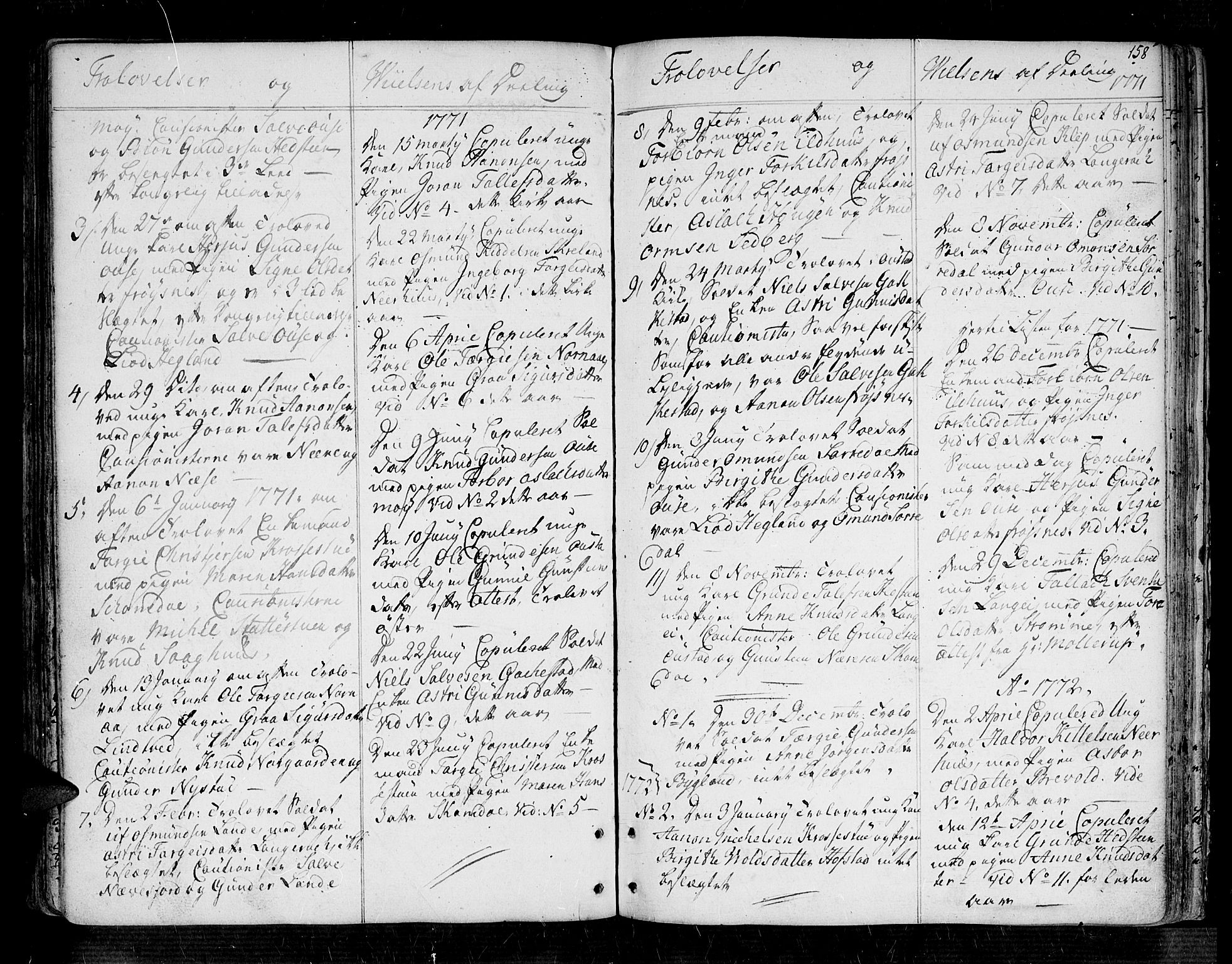 Bygland sokneprestkontor, SAK/1111-0006/F/Fa/Fab/L0002: Parish register (official) no. A 2, 1766-1816, p. 158