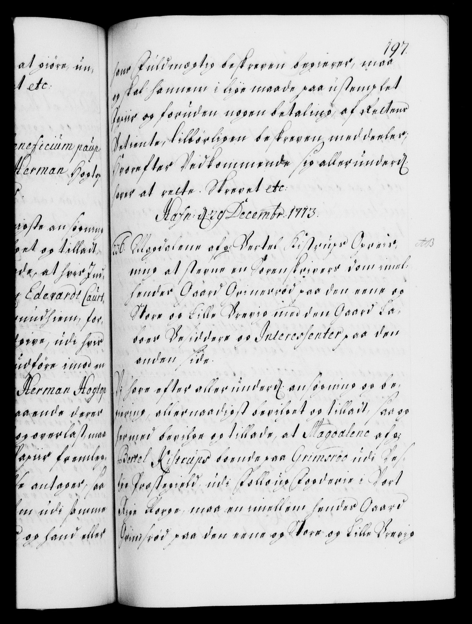 Danske Kanselli 1572-1799, AV/RA-EA-3023/F/Fc/Fca/Fcaa/L0021: Norske registre, 1712-1715, p. 197a