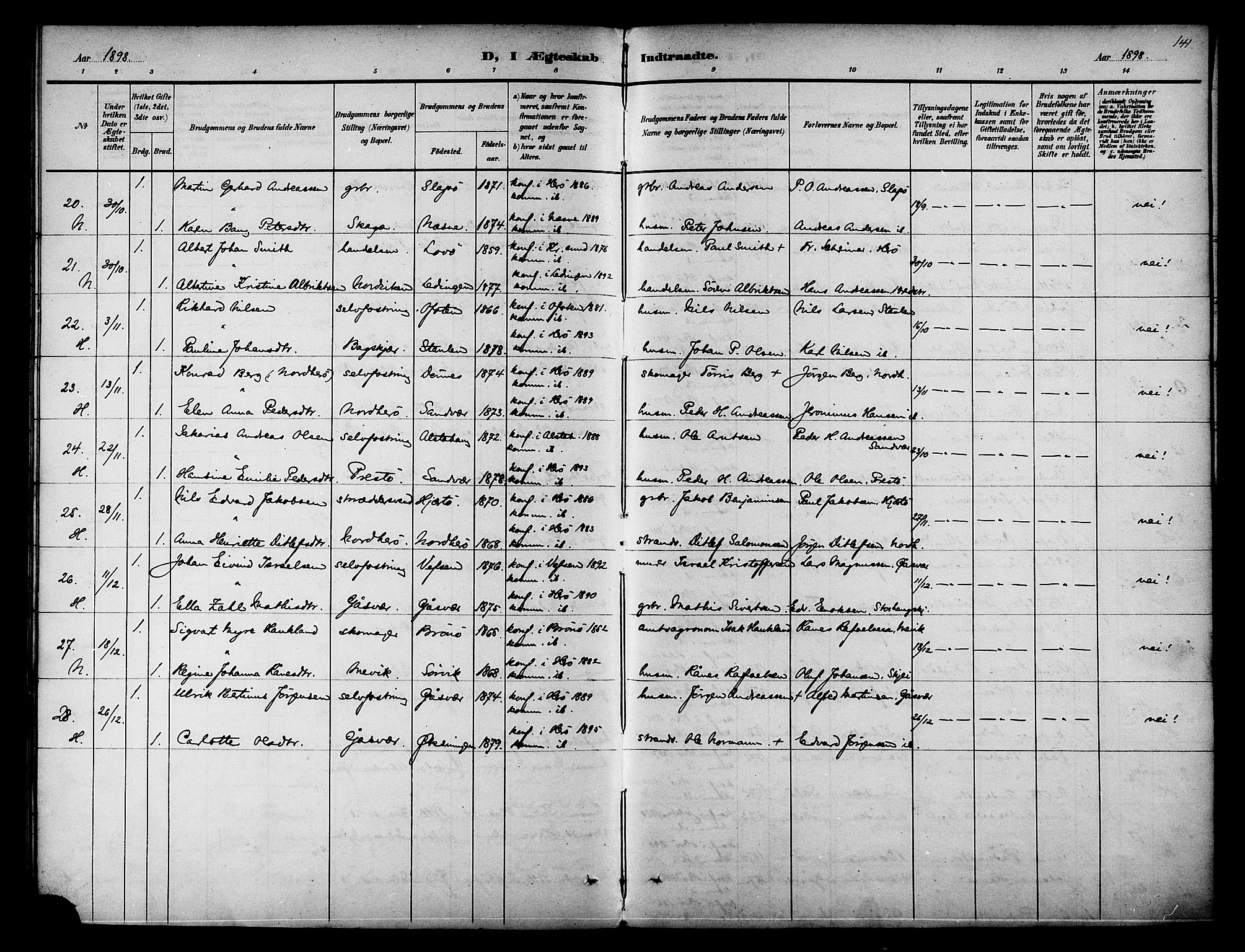 Ministerialprotokoller, klokkerbøker og fødselsregistre - Nordland, AV/SAT-A-1459/834/L0508: Parish register (official) no. 834A06, 1892-1901, p. 141