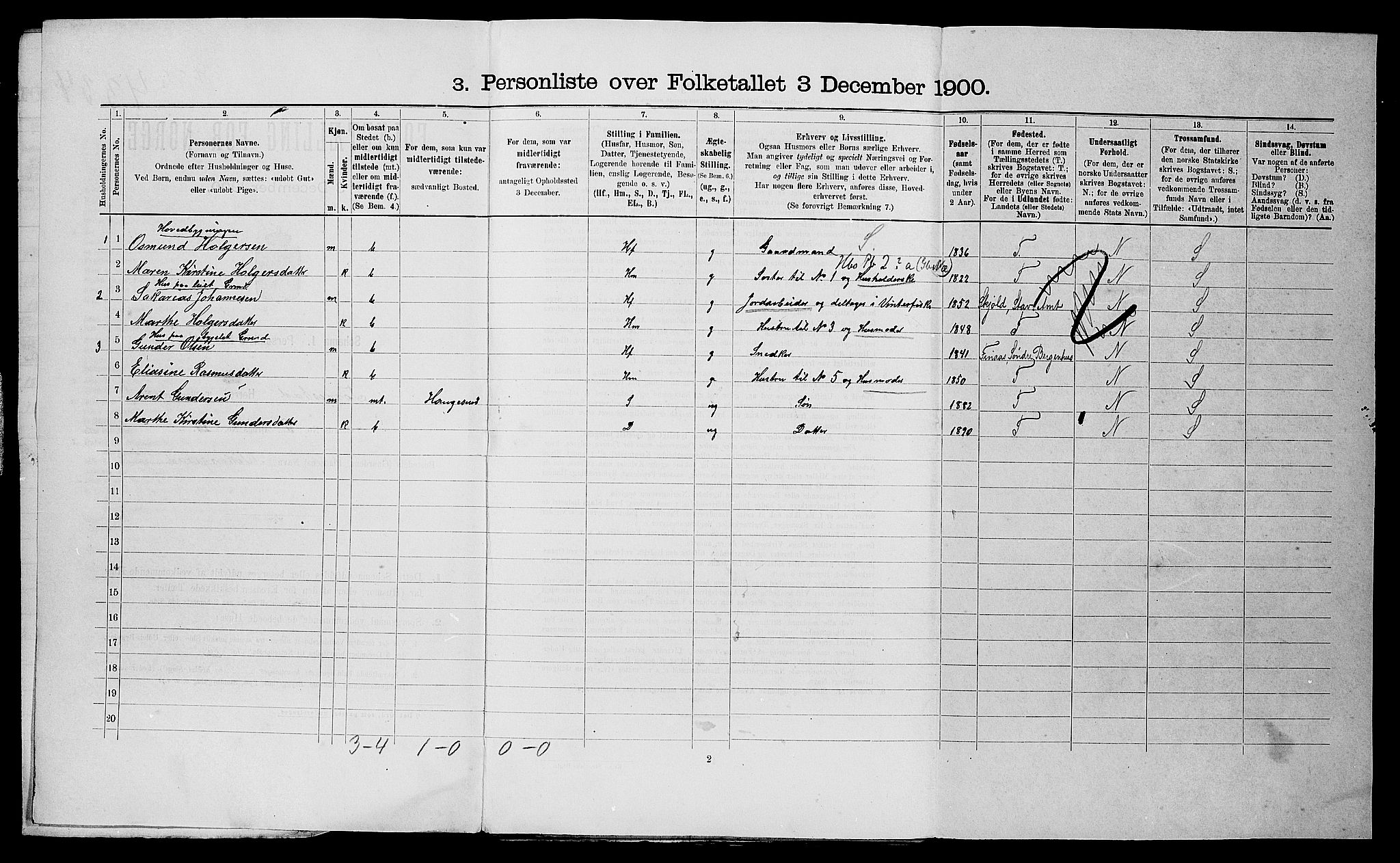 SAST, 1900 census for Torvastad, 1900, p. 28