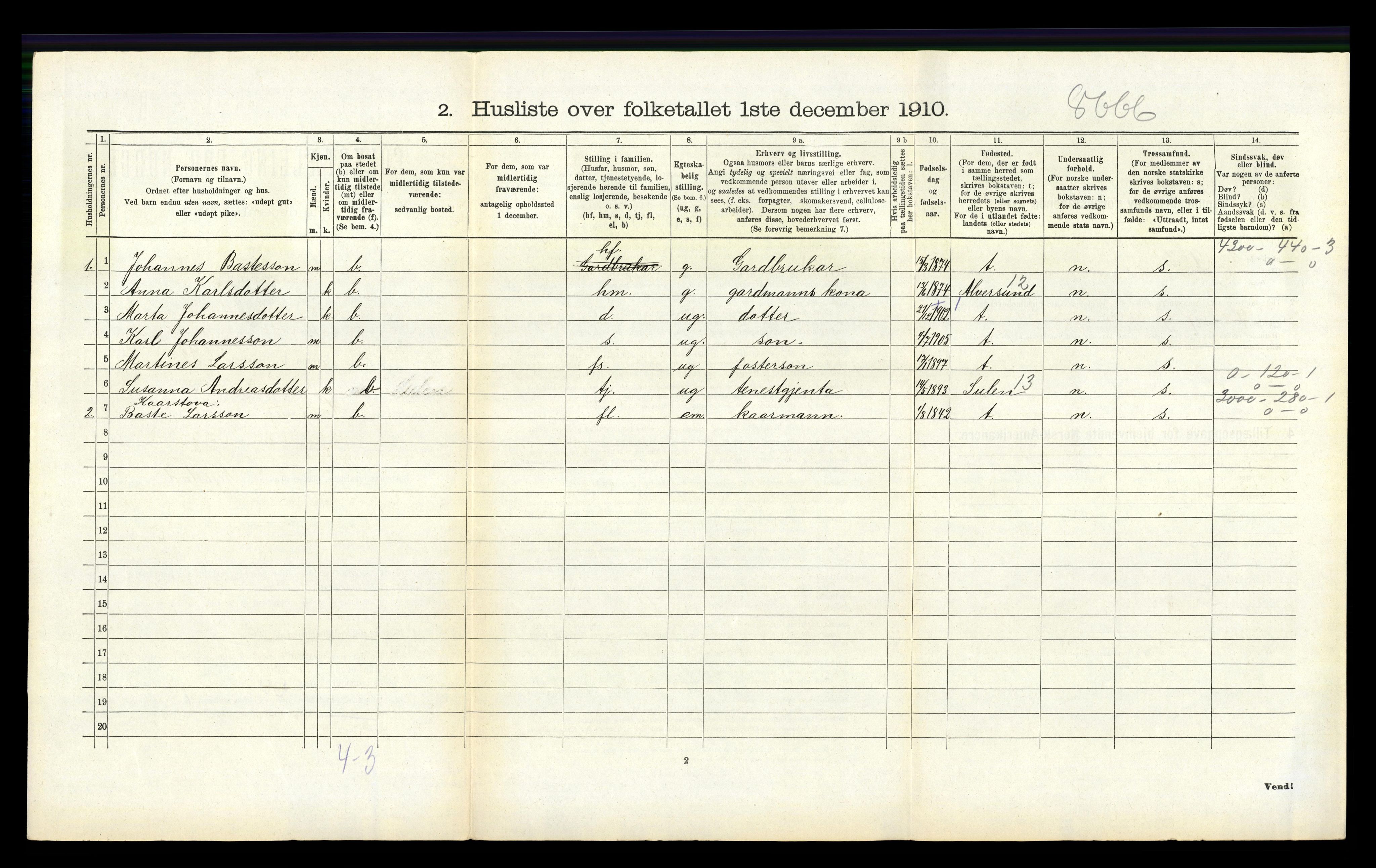 RA, 1910 census for Hamre, 1910, p. 137
