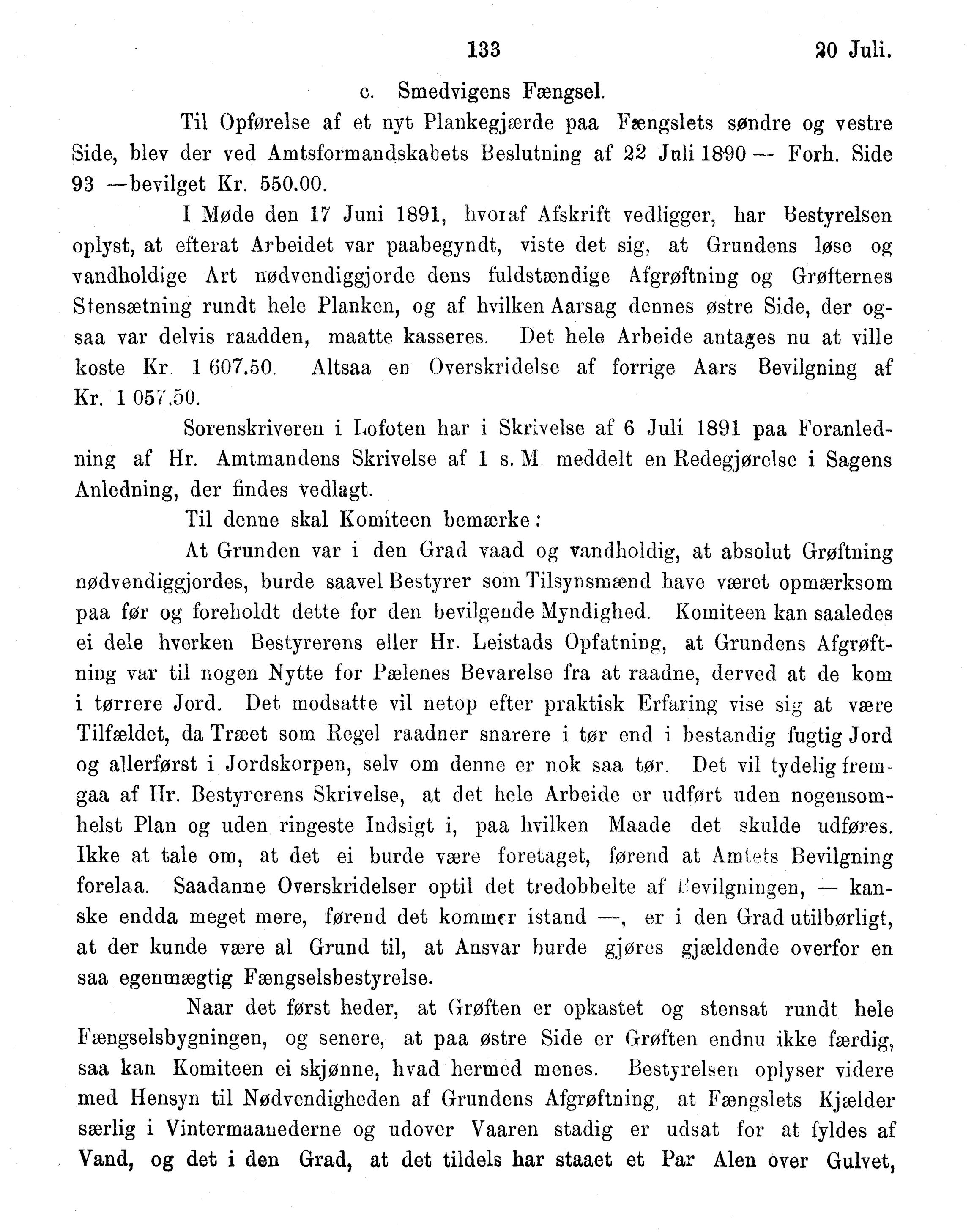 Nordland Fylkeskommune. Fylkestinget, AIN/NFK-17/176/A/Ac/L0016: Fylkestingsforhandlinger 1891-1893, 1891-1893