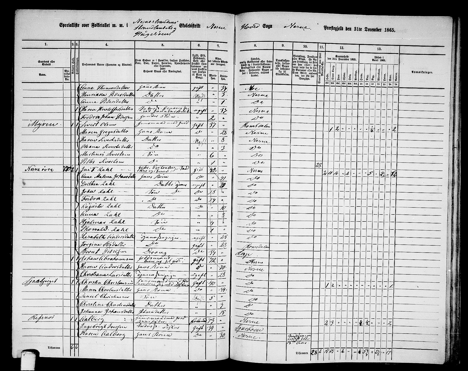 RA, 1865 census for Nesna, 1865, p. 128