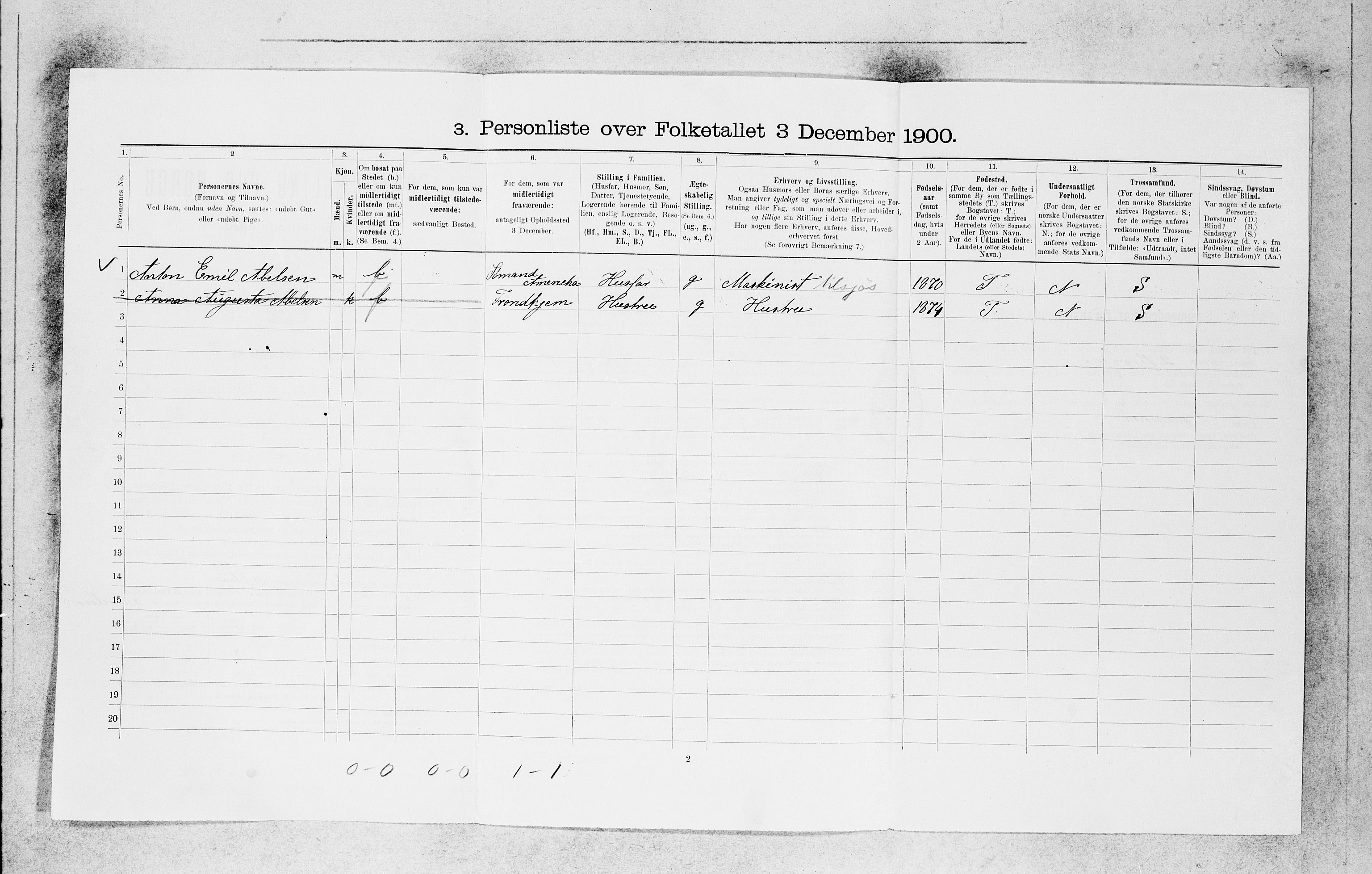 SAB, 1900 census for Bergen, 1900, p. 16961