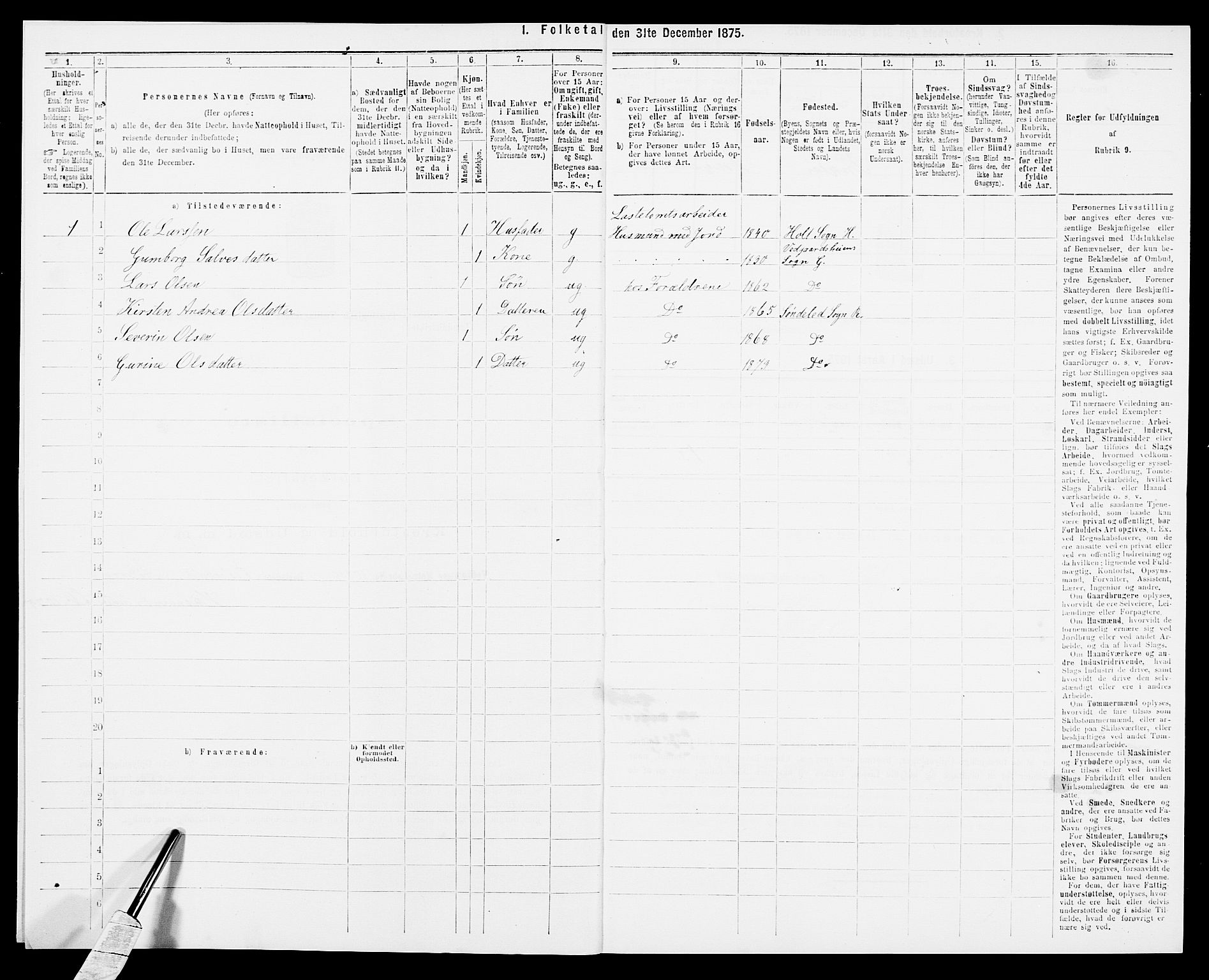 SAK, 1875 census for 0913L Risør/Søndeled, 1875, p. 51