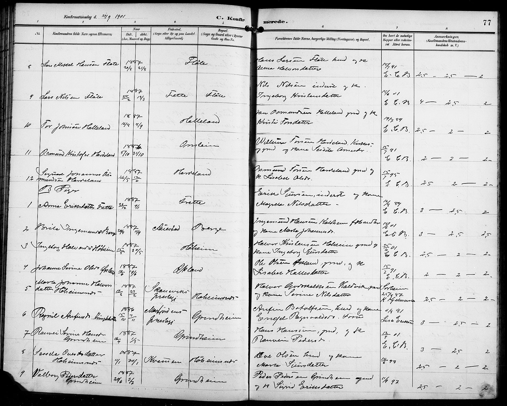 Etne sokneprestembete, AV/SAB-A-75001/H/Hab: Parish register (copy) no. C 5, 1896-1920, p. 77