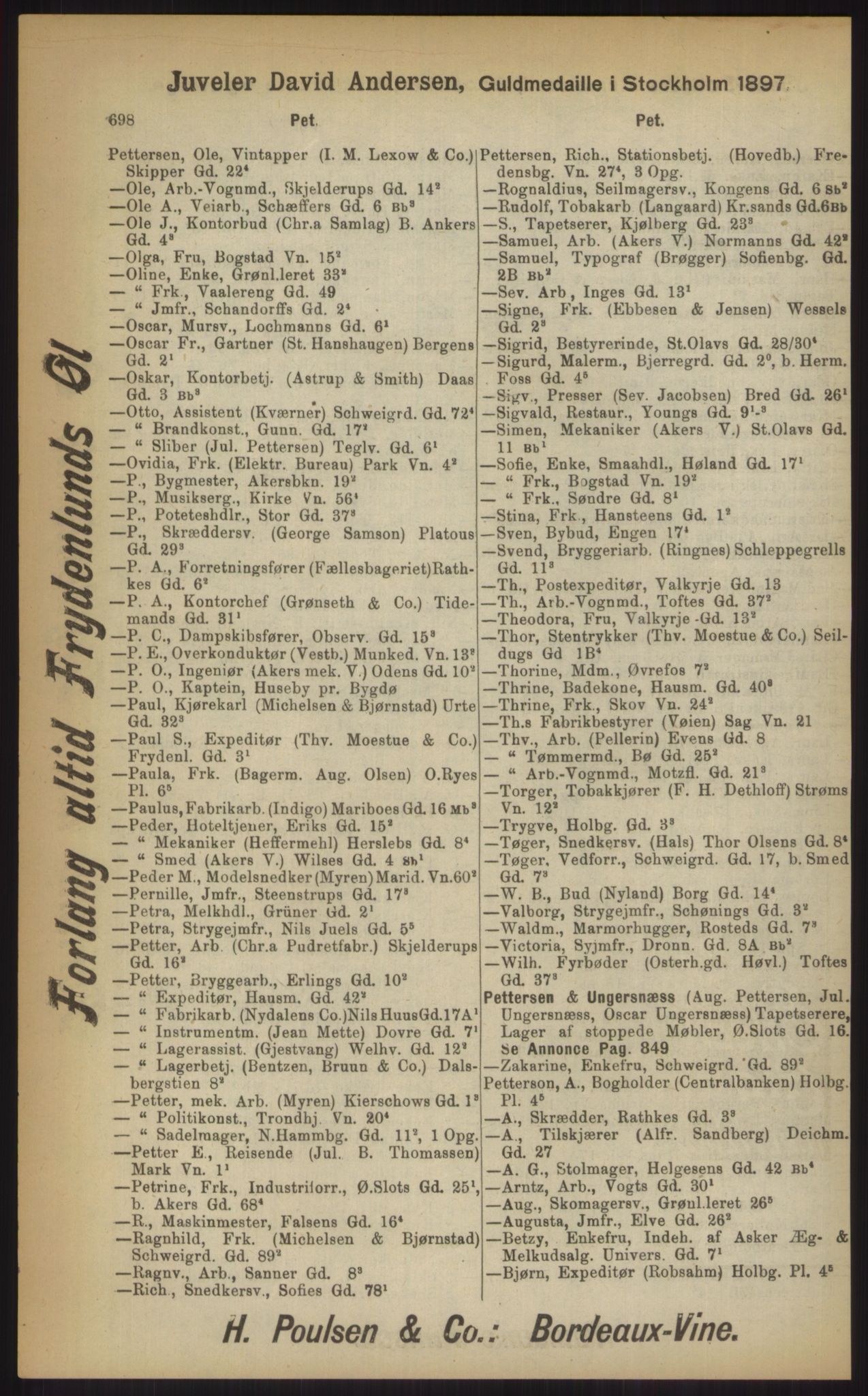 Kristiania/Oslo adressebok, PUBL/-, 1903, p. 698