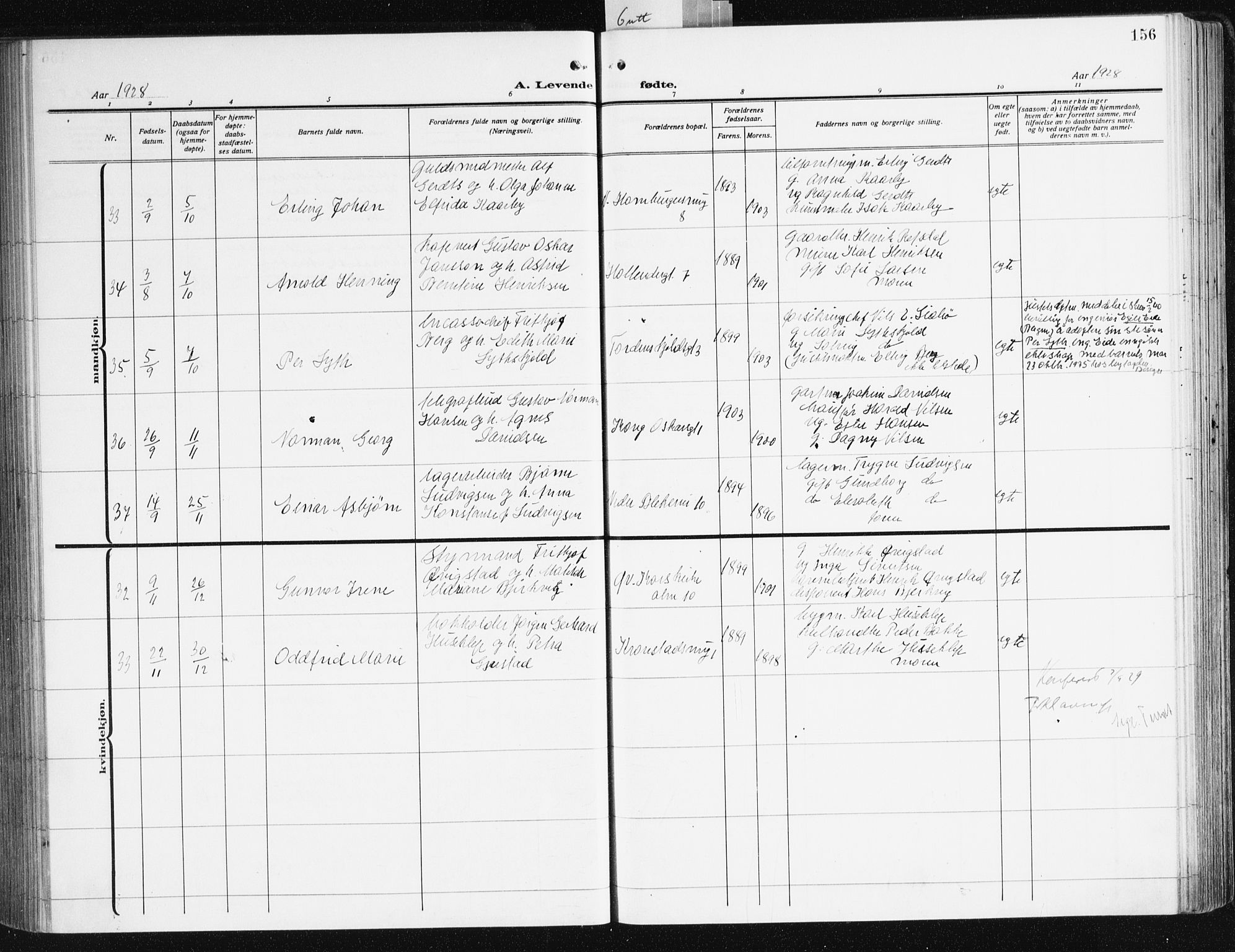 Korskirken sokneprestembete, AV/SAB-A-76101/H/Hab: Parish register (copy) no. B 12, 1917-1942, p. 156