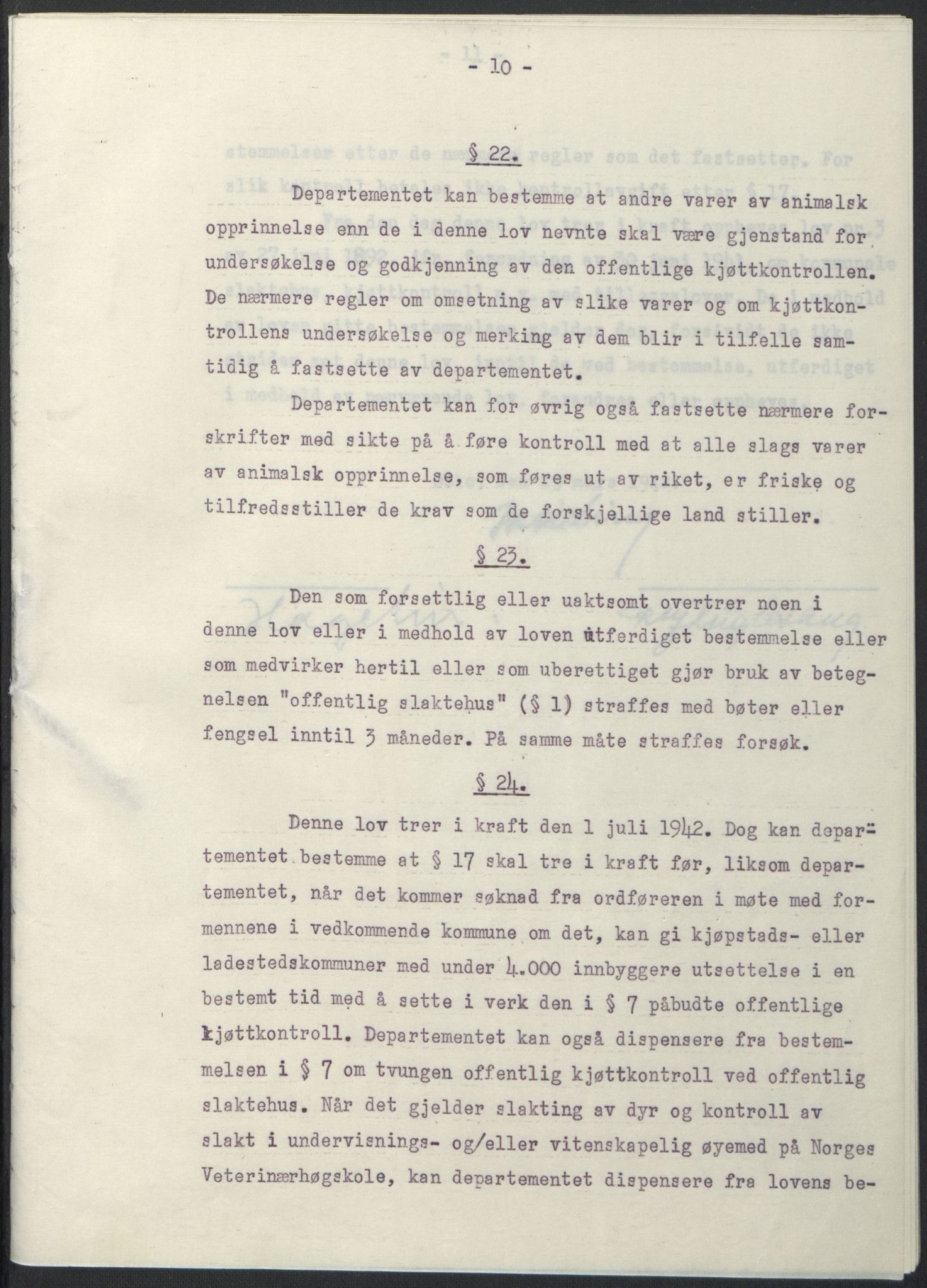 NS-administrasjonen 1940-1945 (Statsrådsekretariatet, de kommisariske statsråder mm), AV/RA-S-4279/D/Db/L0097: Lover I, 1942, p. 197