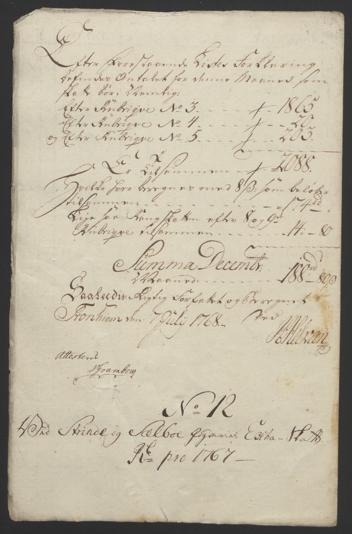 Rentekammeret inntil 1814, Reviderte regnskaper, Fogderegnskap, AV/RA-EA-4092/R61/L4180: Ekstraskatten Strinda og Selbu, 1762-1767, p. 399