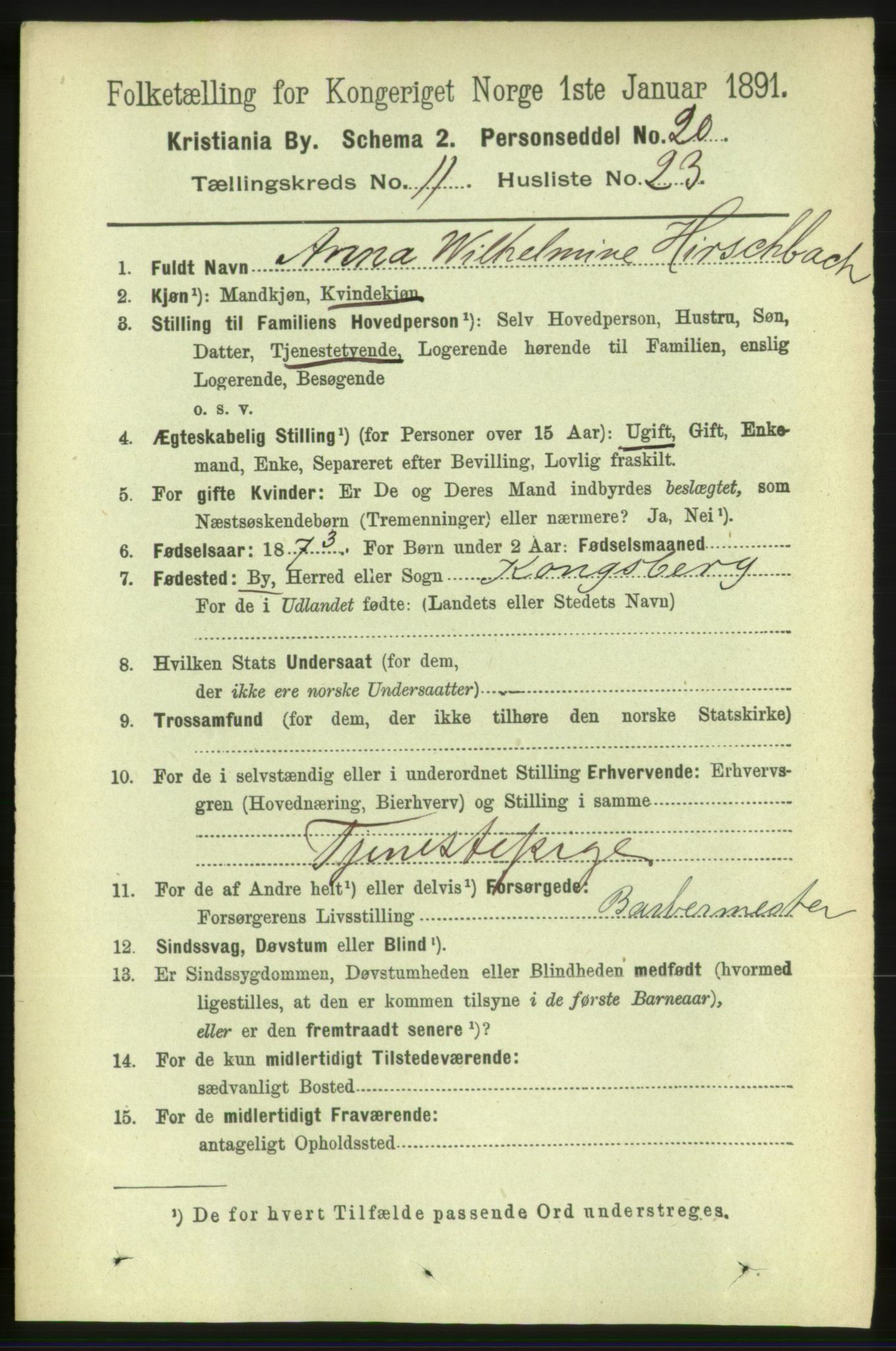 RA, 1891 census for 0301 Kristiania, 1891, p. 5249