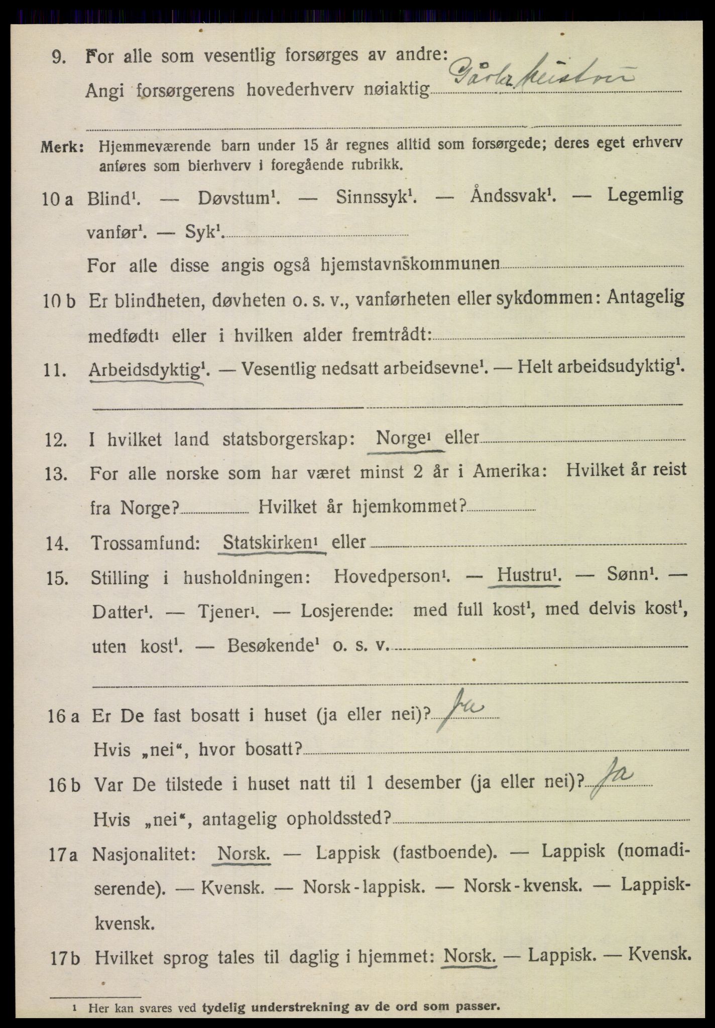 SAT, 1920 census for Fauske, 1920, p. 8677