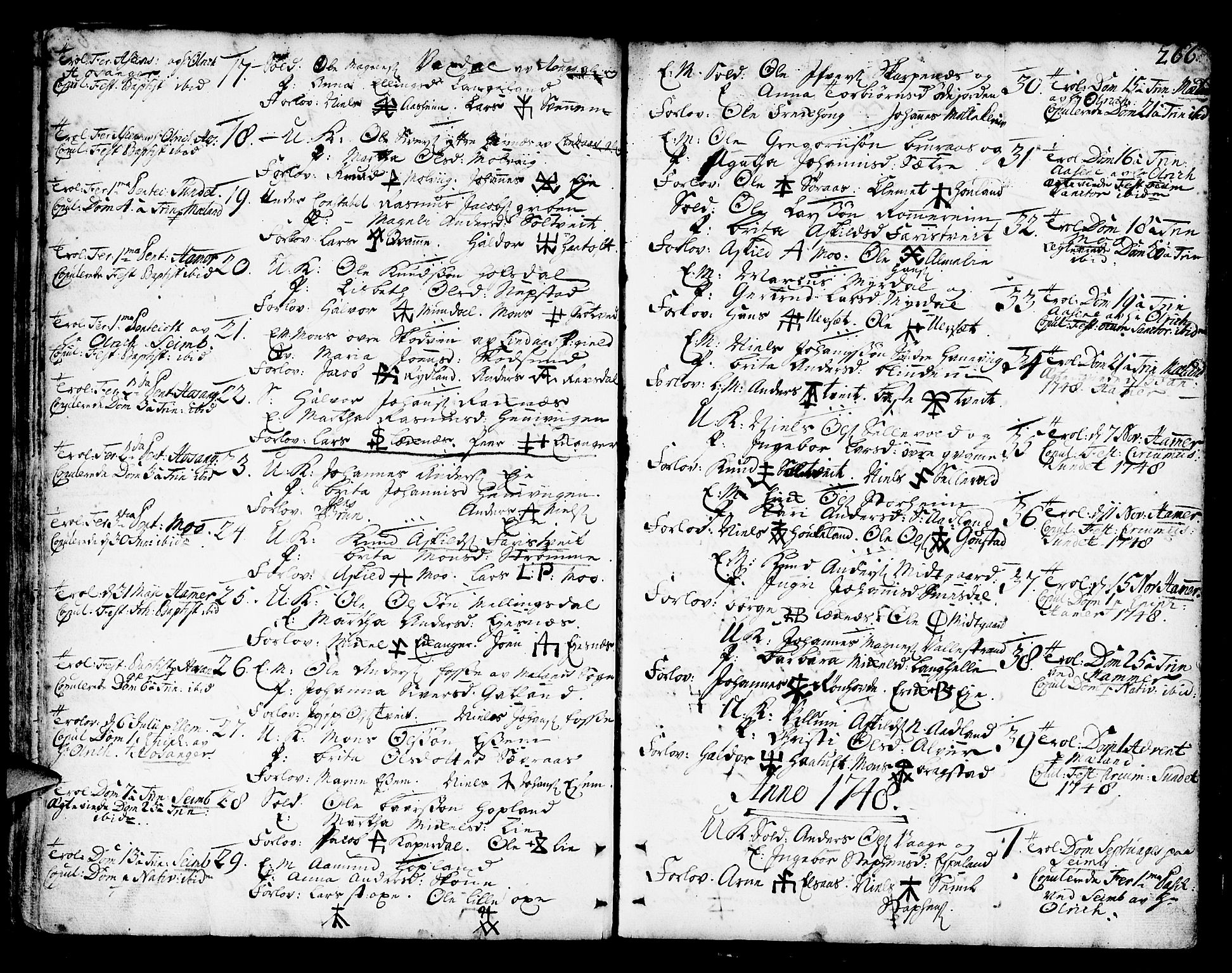 Hamre sokneprestembete, AV/SAB-A-75501/H/Ha/Haa/Haaa/L0005: Parish register (official) no. A 5, 1732-1750, p. 266