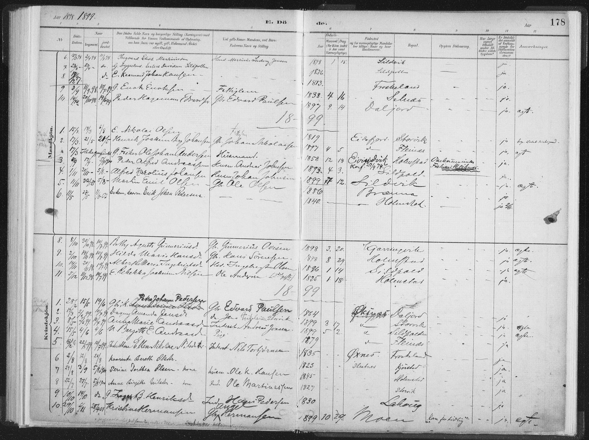 Ministerialprotokoller, klokkerbøker og fødselsregistre - Nordland, SAT/A-1459/890/L1286: Parish register (official) no. 890A01, 1882-1902, p. 178
