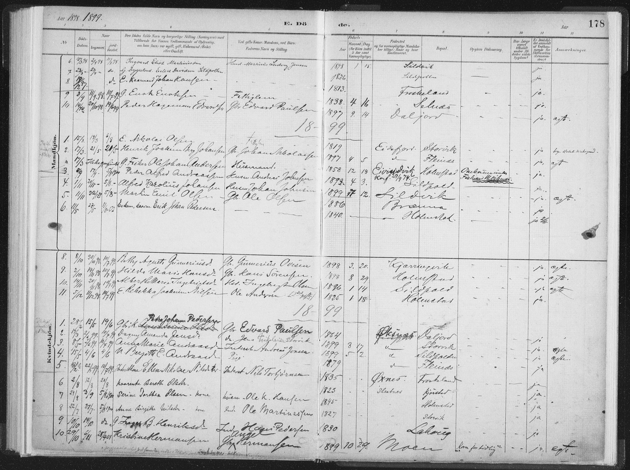 Ministerialprotokoller, klokkerbøker og fødselsregistre - Nordland, AV/SAT-A-1459/890/L1286: Parish register (official) no. 890A01, 1882-1902, p. 178