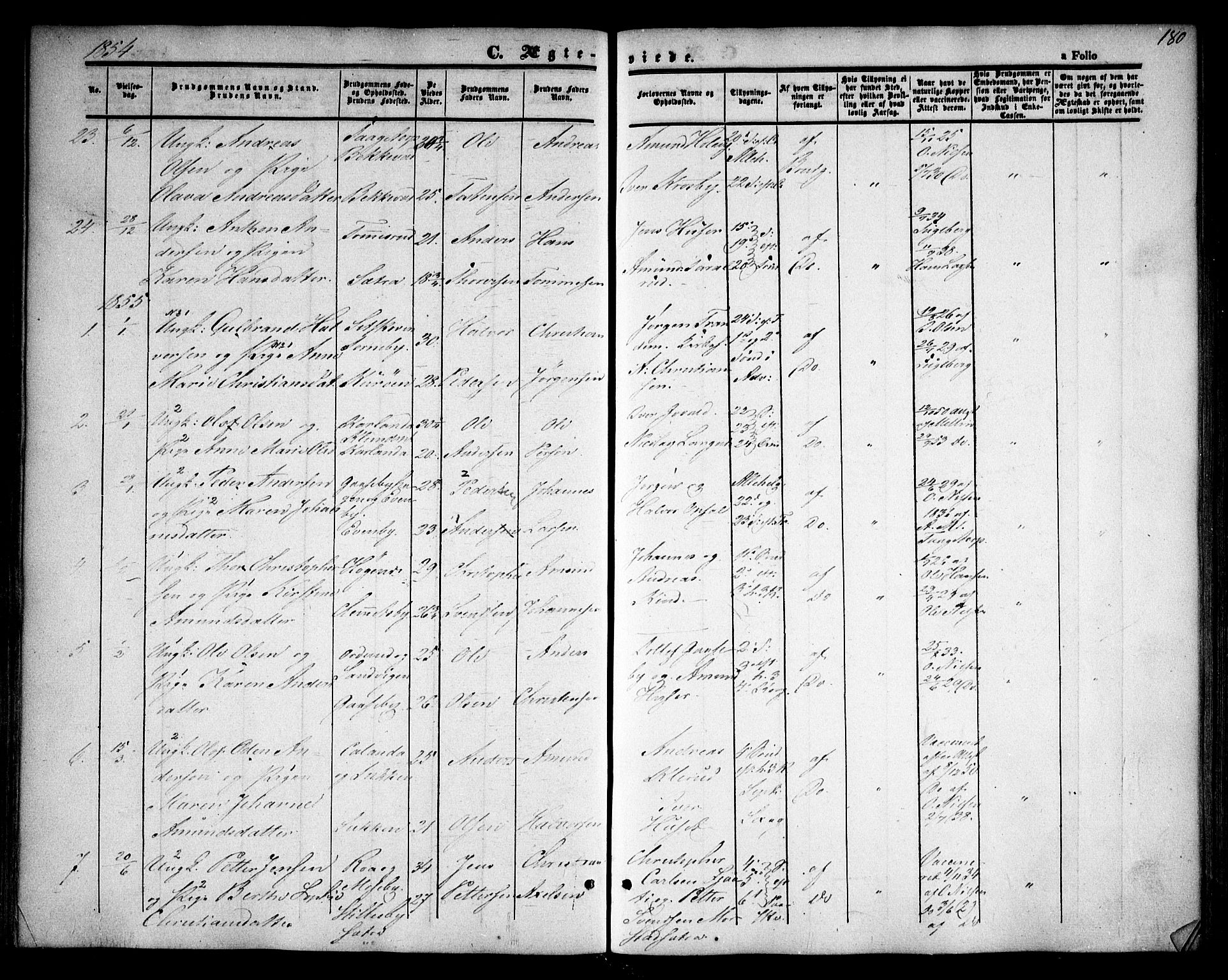 Rødenes prestekontor Kirkebøker, AV/SAO-A-2005/F/Fa/L0006: Parish register (official) no. I 6, 1850-1859, p. 180