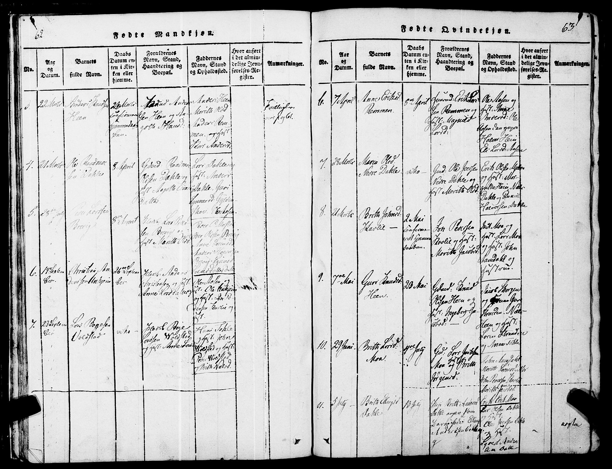 Ministerialprotokoller, klokkerbøker og fødselsregistre - Møre og Romsdal, AV/SAT-A-1454/545/L0585: Parish register (official) no. 545A01, 1818-1853, p. 62-63